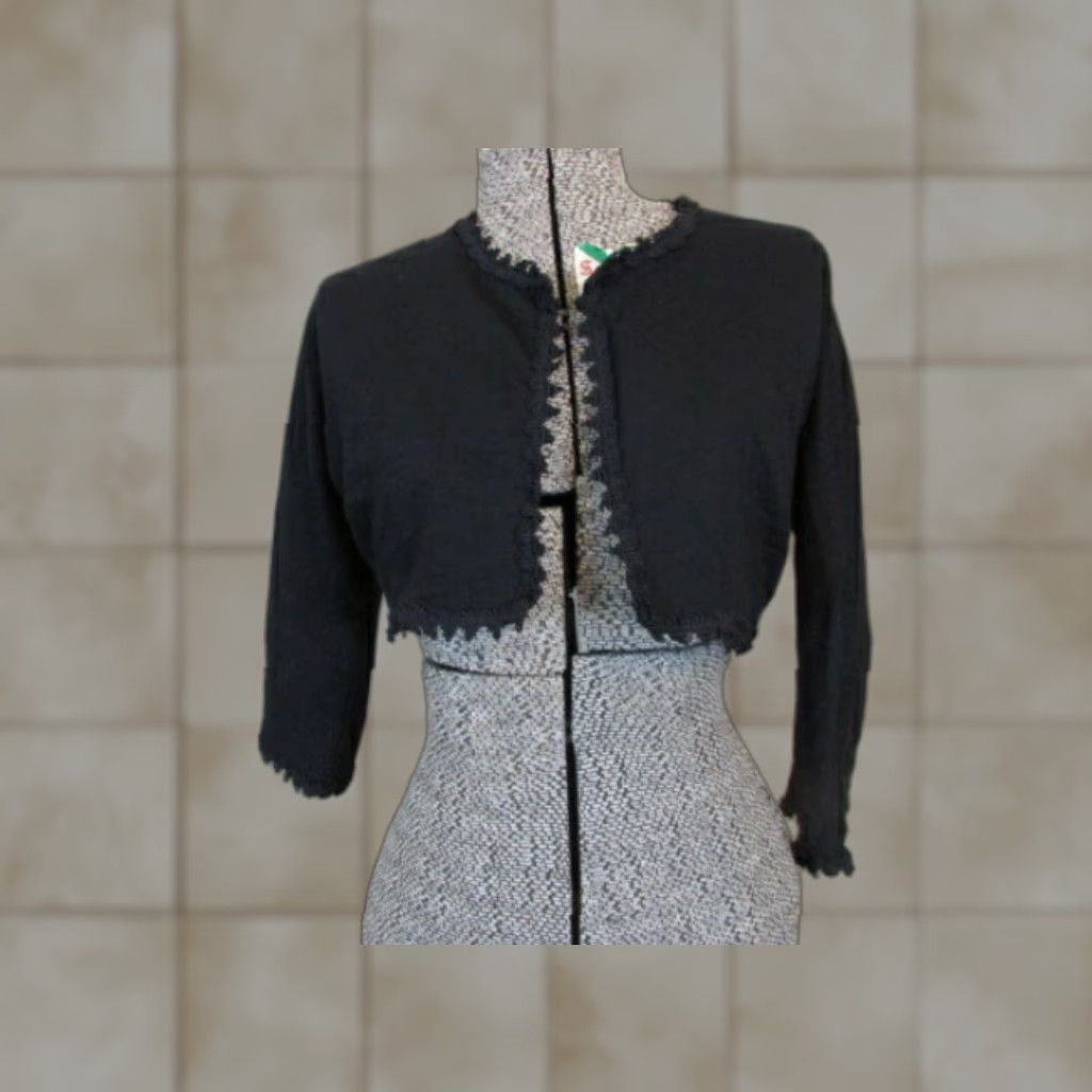 Vintage VINTAGE Specialty House Vest Shirt Womens 100% Wool Fringe Black 30s 40s Size 18 Juniors Short Sleeve Size XXL / US 16-18 / IT 52-54 - 1 Thumbnail