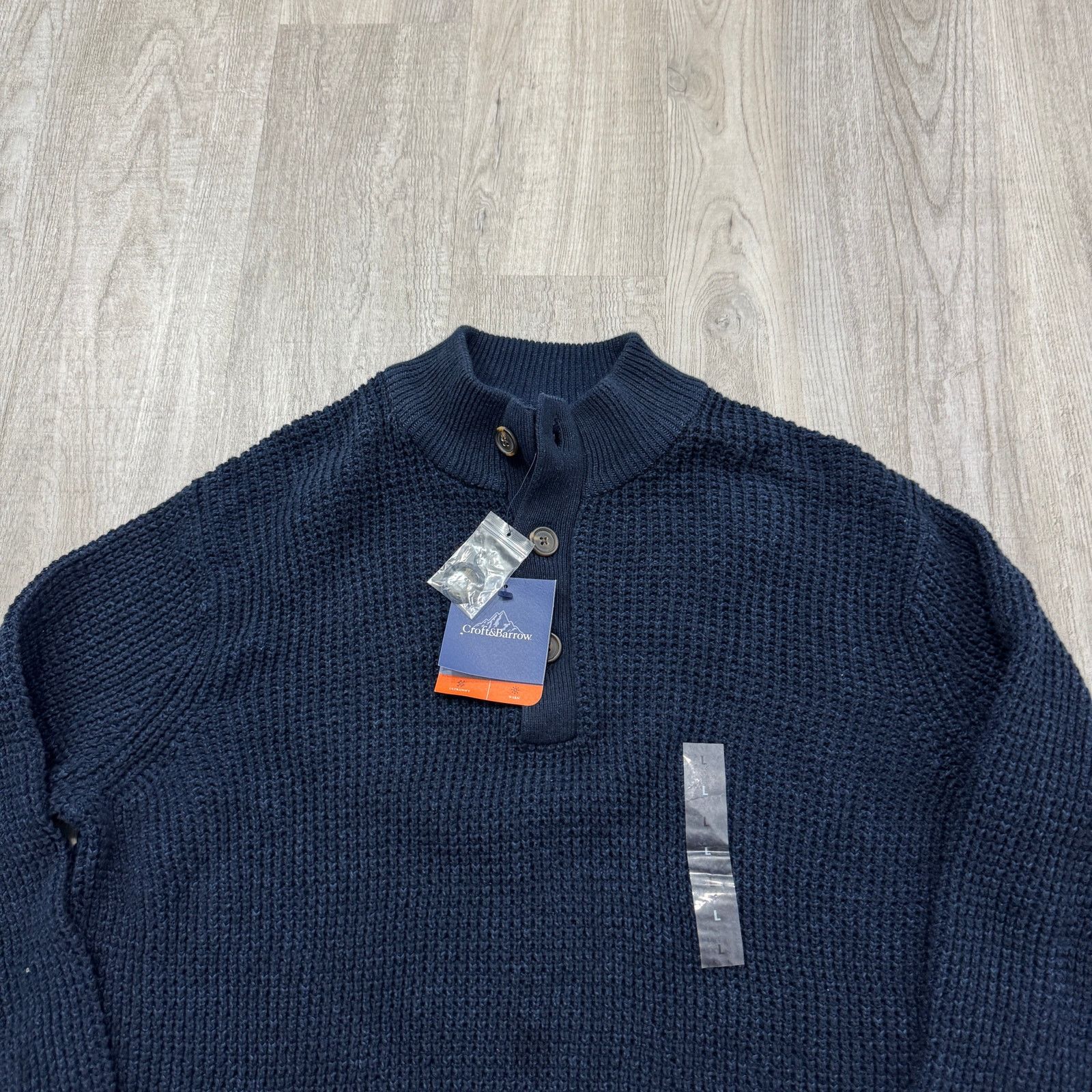 Croft & Barrow NEW Croft & Barrow Sweater Men's Large Blue Henley Pullover Size US L / EU 52-54 / 3 - 2 Thumbnail