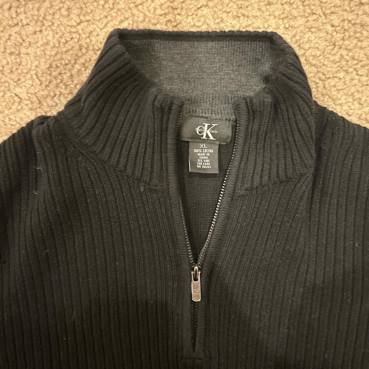 Calvin Klein Vintage Calvin Klein Quarter Zip Sweater XL - Black Cotton Size US XL / EU 56 / 4 - 3 Thumbnail