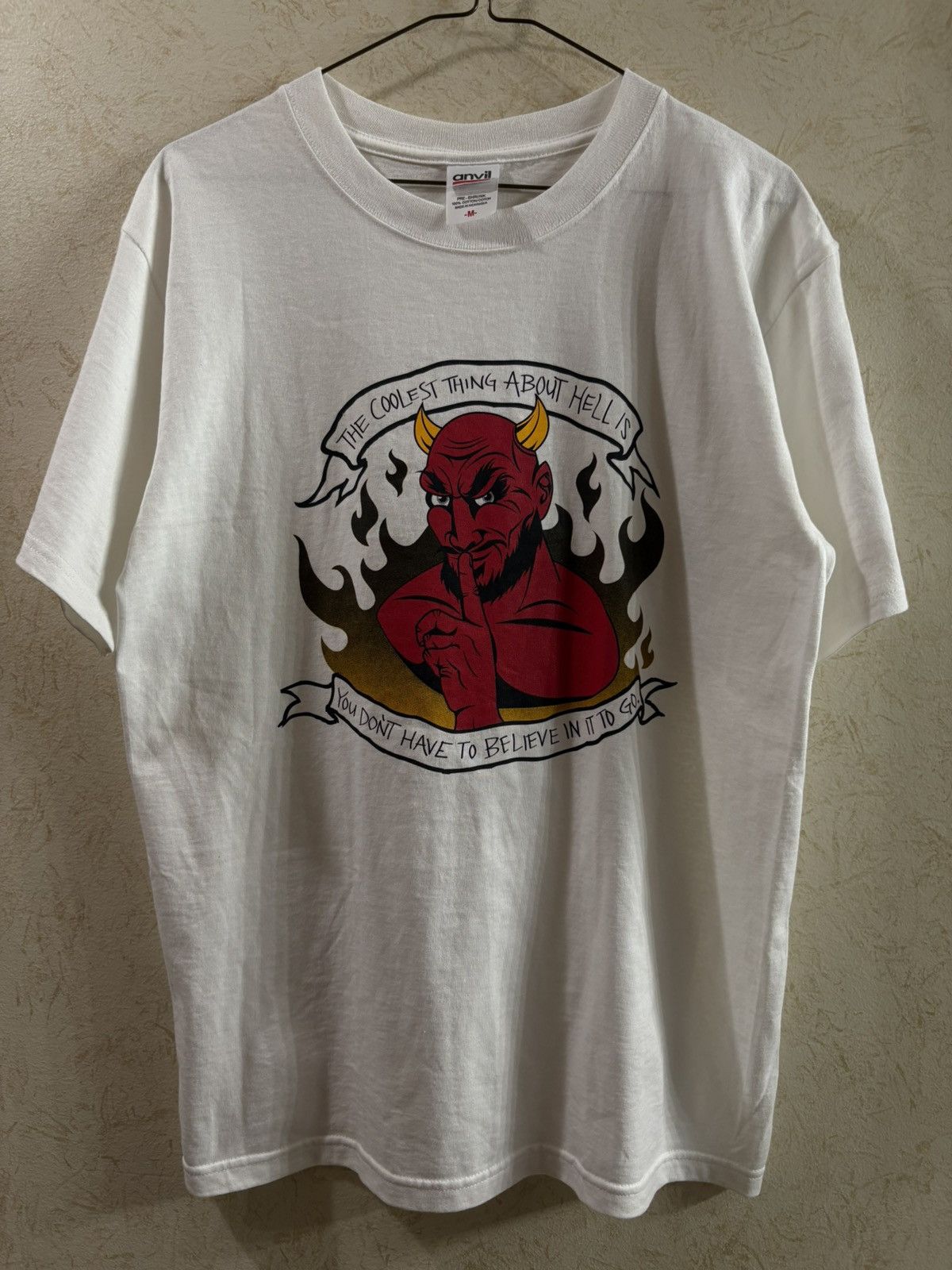 Vintage Vintage 90s Anvil Devil Religious Graphic Tee Size US M / EU 48-50 / 2 - 1 Thumbnail