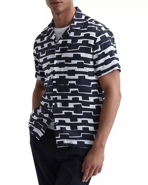 Reiss Reiss Luxury Abstract Asymmetrical Button Up Shirt Rare Size US M / EU 48-50 / 2 - 11 Thumbnail