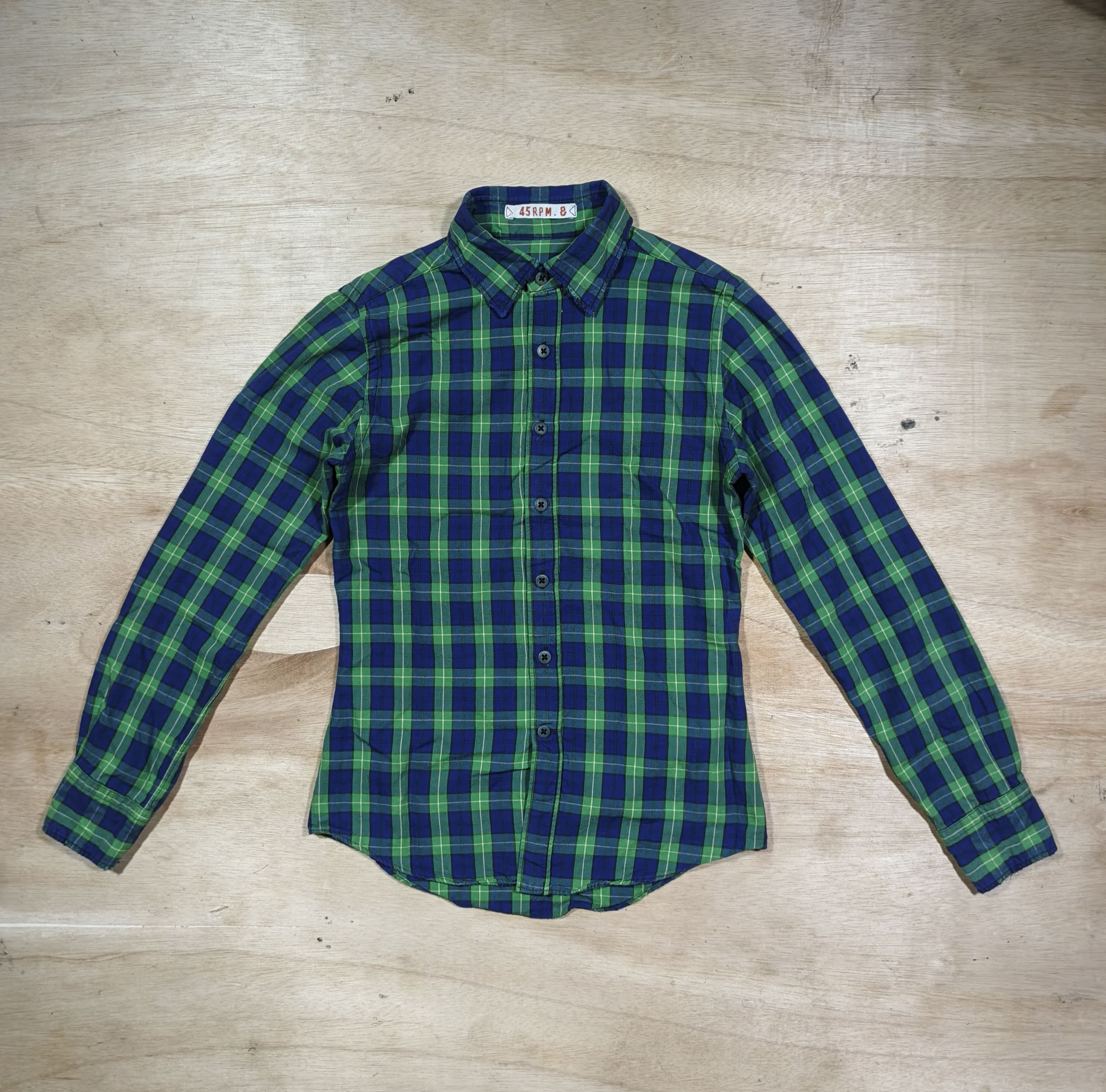 45rpm 45rpm Green & Blue Plaid Longsleeve Shirt Size M / US 6-8 / IT 42-44 - 1 Thumbnail