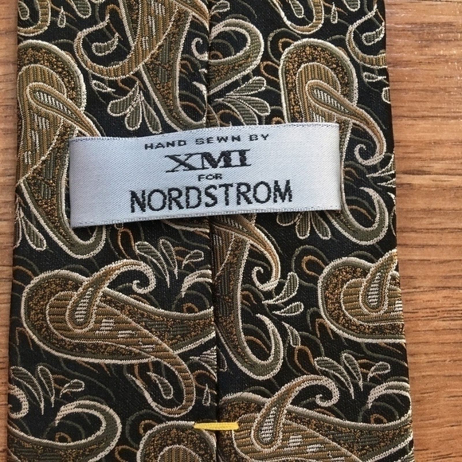 Vintage × XMI Platinum Vintage XMI for Nordstrom Neutrals Paisley Brocade Silk Tie Size ONE SIZE - 5 Thumbnail