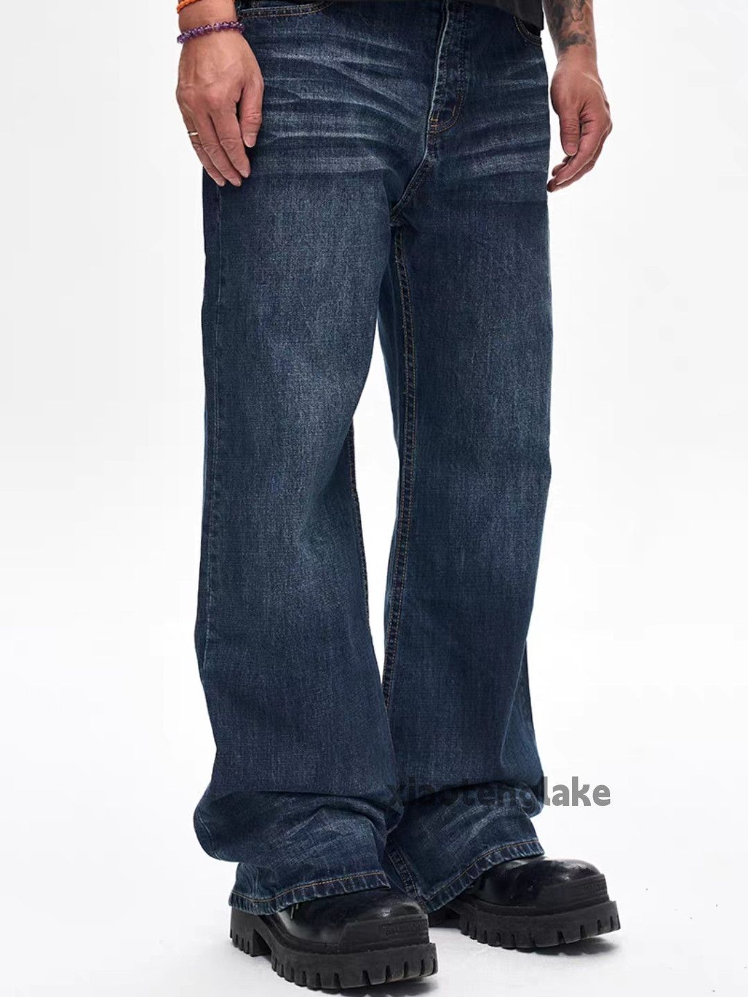 Jean Unisex washed faded loose baggy cleanfit yuppie jeans Size US 31 - 6 Thumbnail
