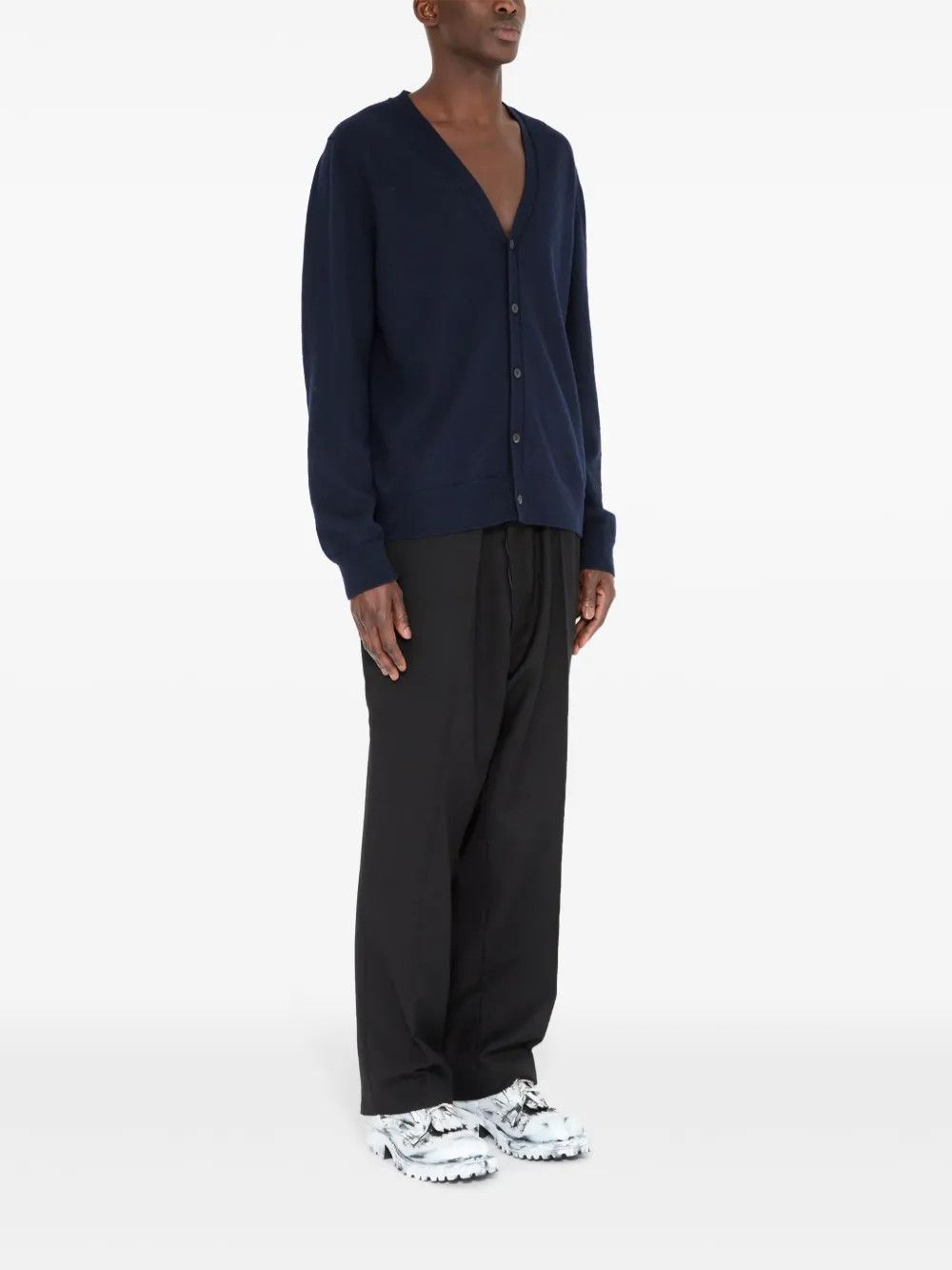 Maison Margiela o1mle0326 Wool Cardigan in Navy Blue Size US XXL / EU 58 / 5 - 3 Thumbnail