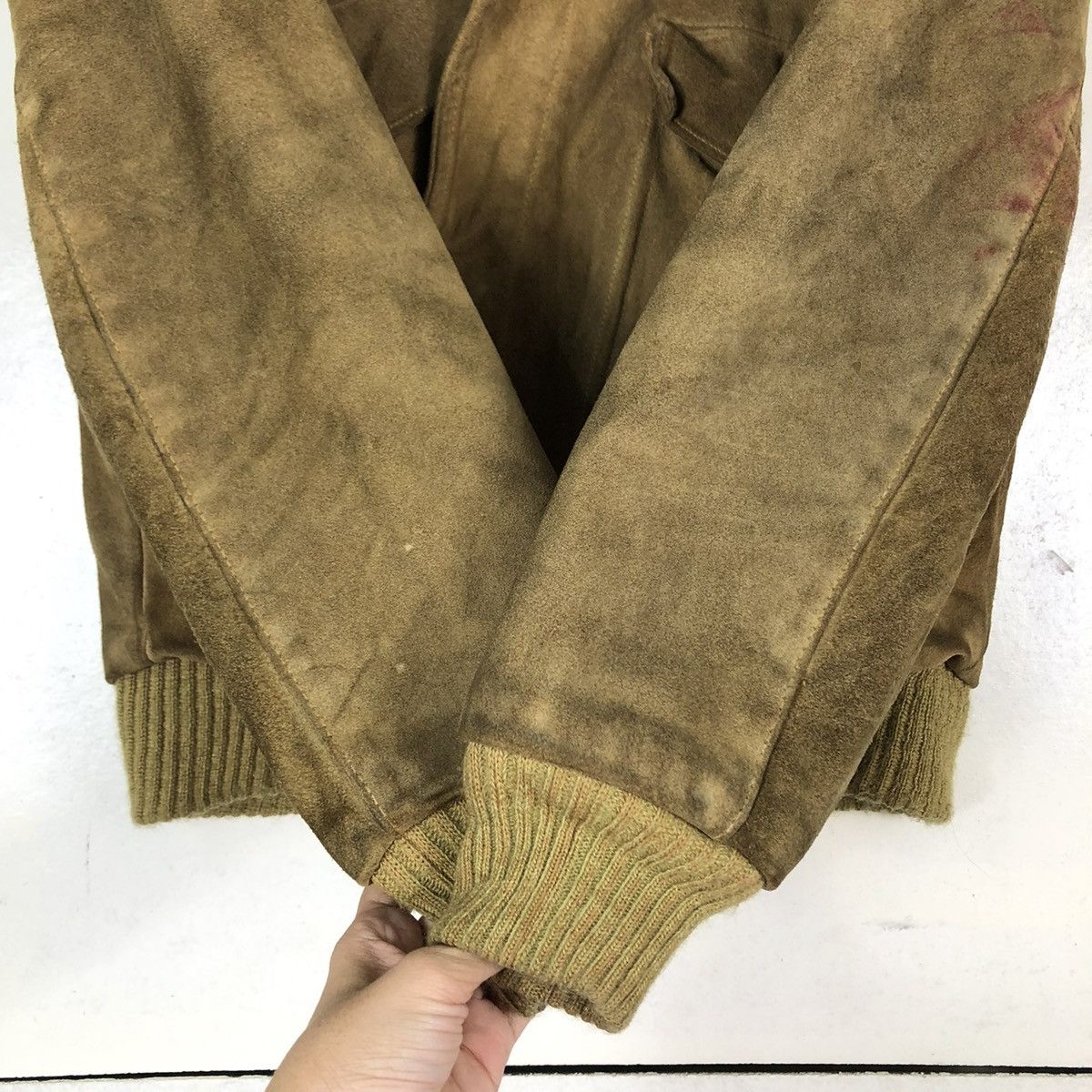 Genuine Leather 🔥TRUE VINTAGE 70’s WILLIAM BARRY USA SHERPA LINING MILITARY Size US M / EU 48-50 / 2 - 13 Thumbnail