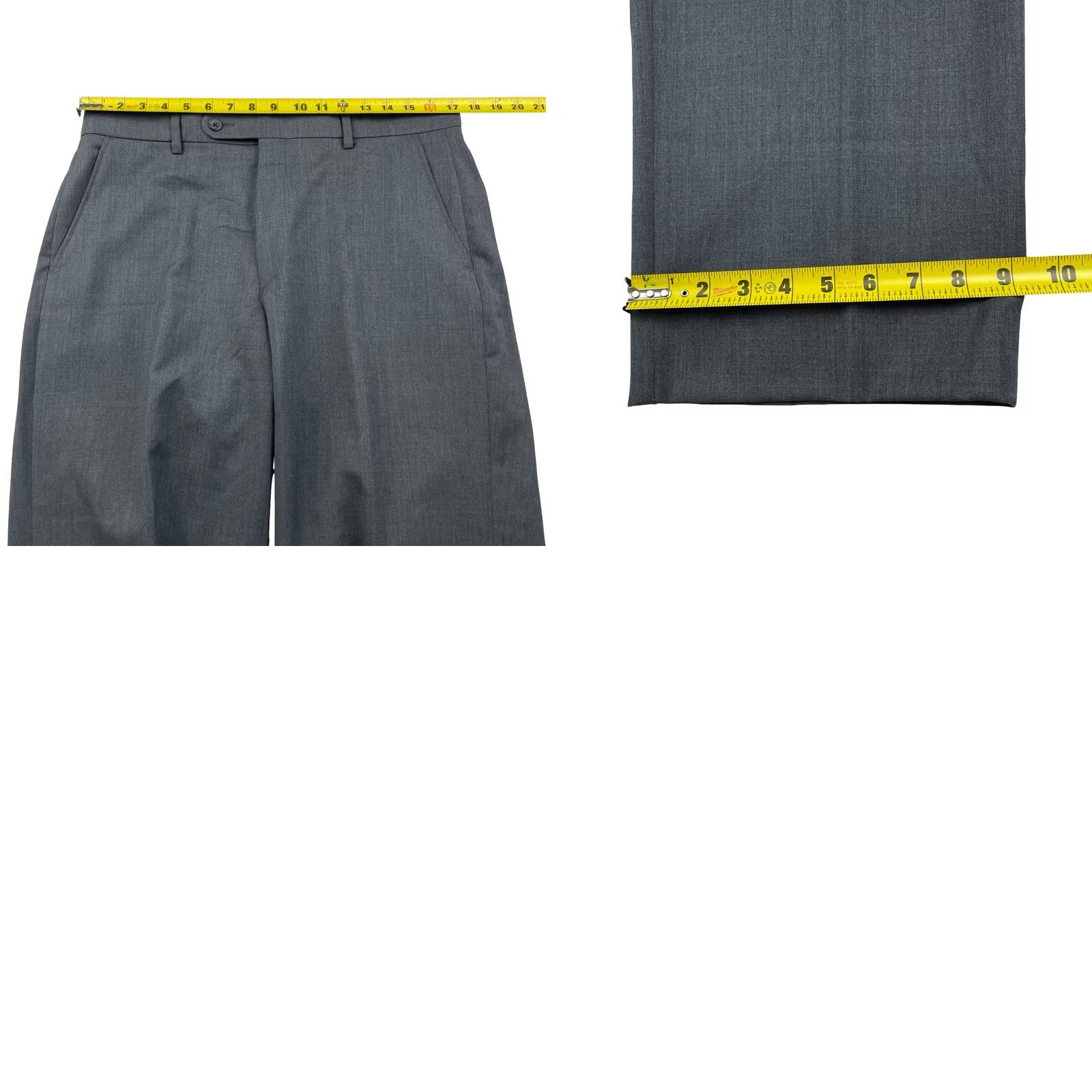 Neiman Marcus Neiman Marcus Men's Wool Dress Pants Gray 34x32 Flat Front Size US 34 / EU 50 - 8 Thumbnail