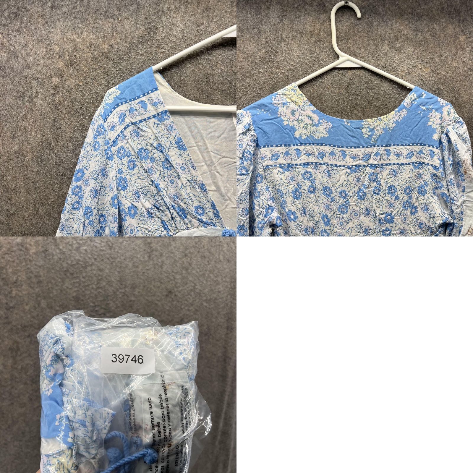 Free People Free People Dress Womens Small Petite Blue Floral Boho V Neck Tassel Gold Size S / US 4 / IT 40 - 8 Thumbnail