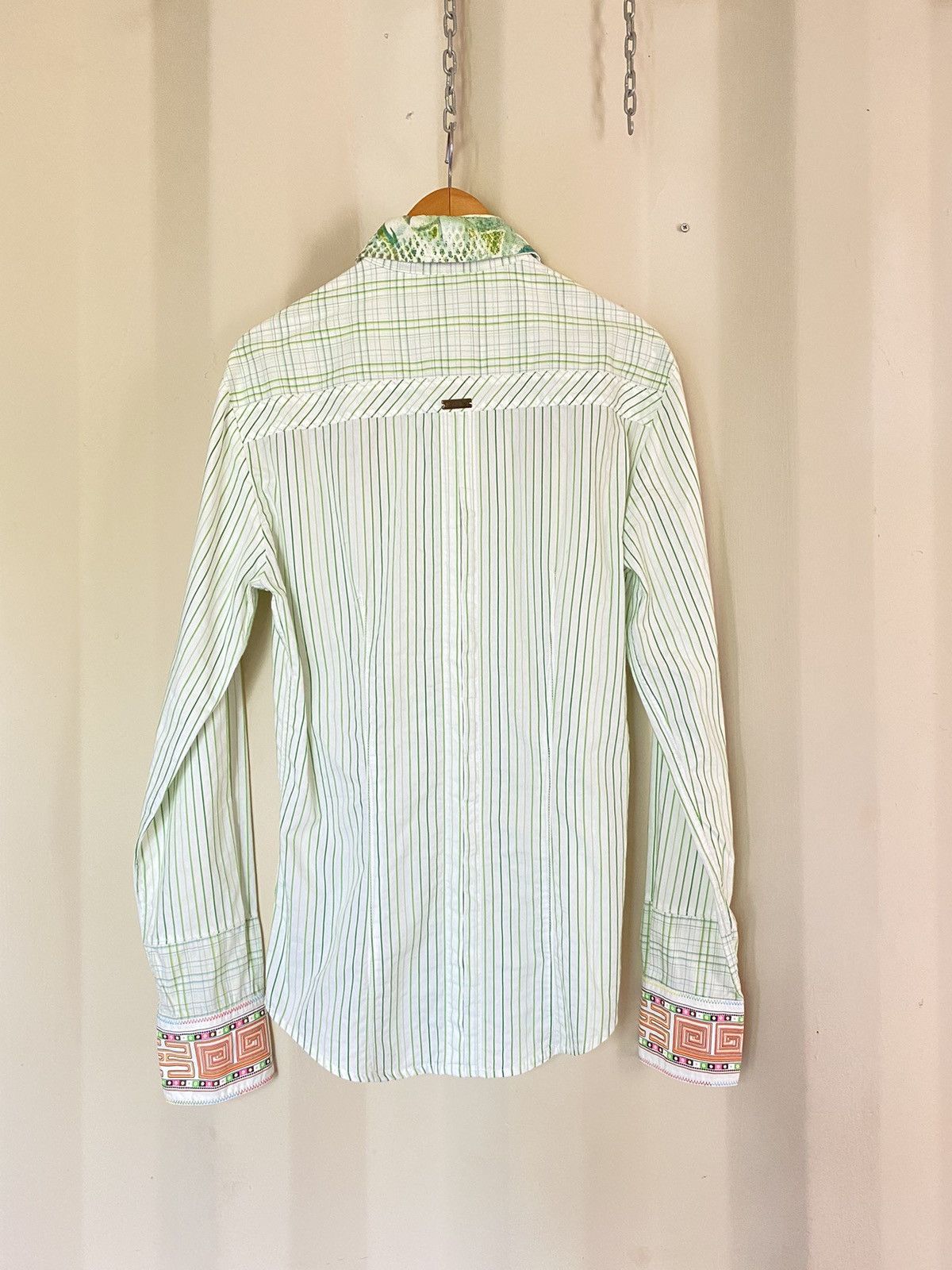Just Cavalli JUST Cavalli Emerald Stripes Long-Sleeve Shirt Size L / US 10 / IT 46 - 2 Thumbnail