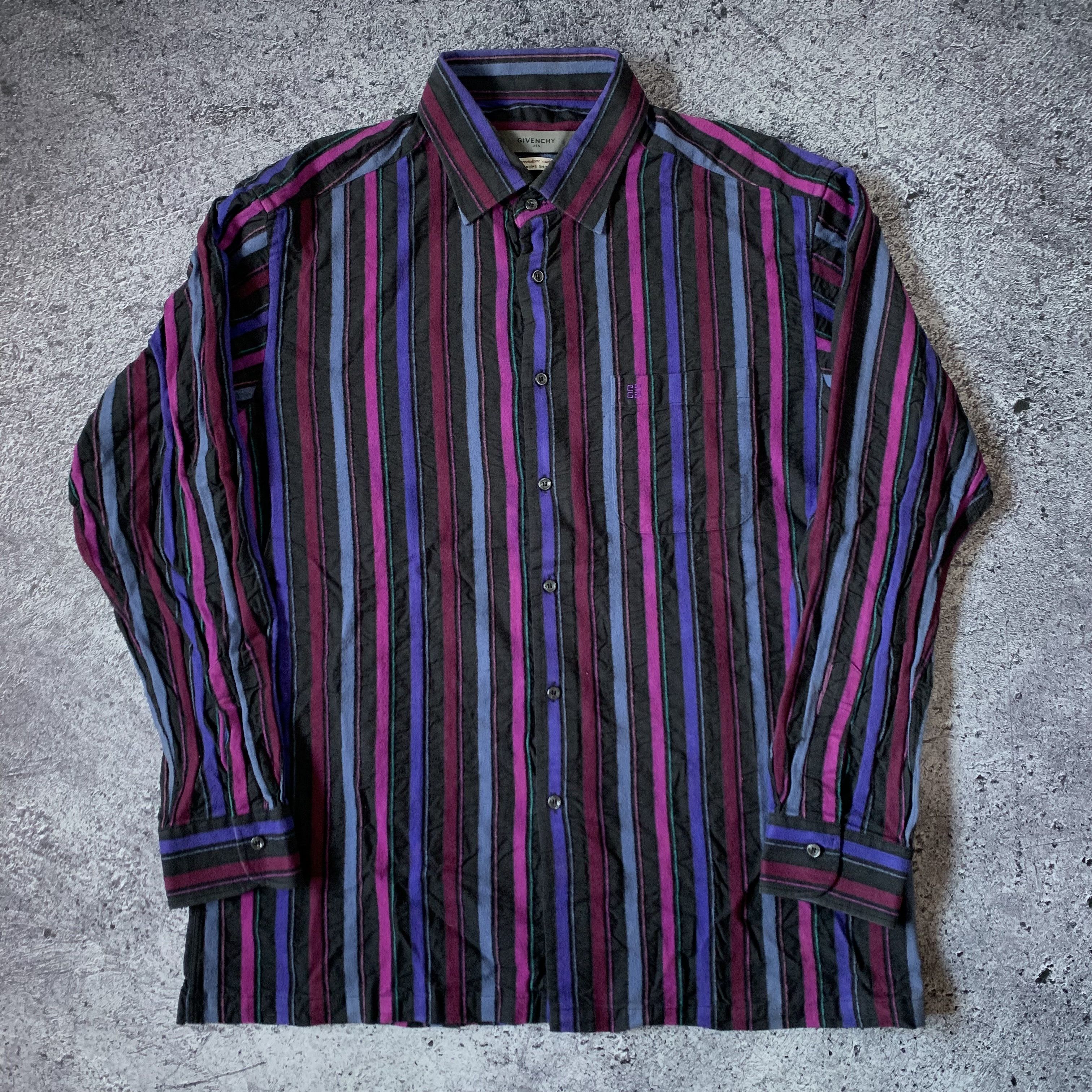 Givenchy Vintage 90s Givenchy Striped Button Longsleeve Shirt Size US L / EU 52-54 / 3 - 1 Thumbnail