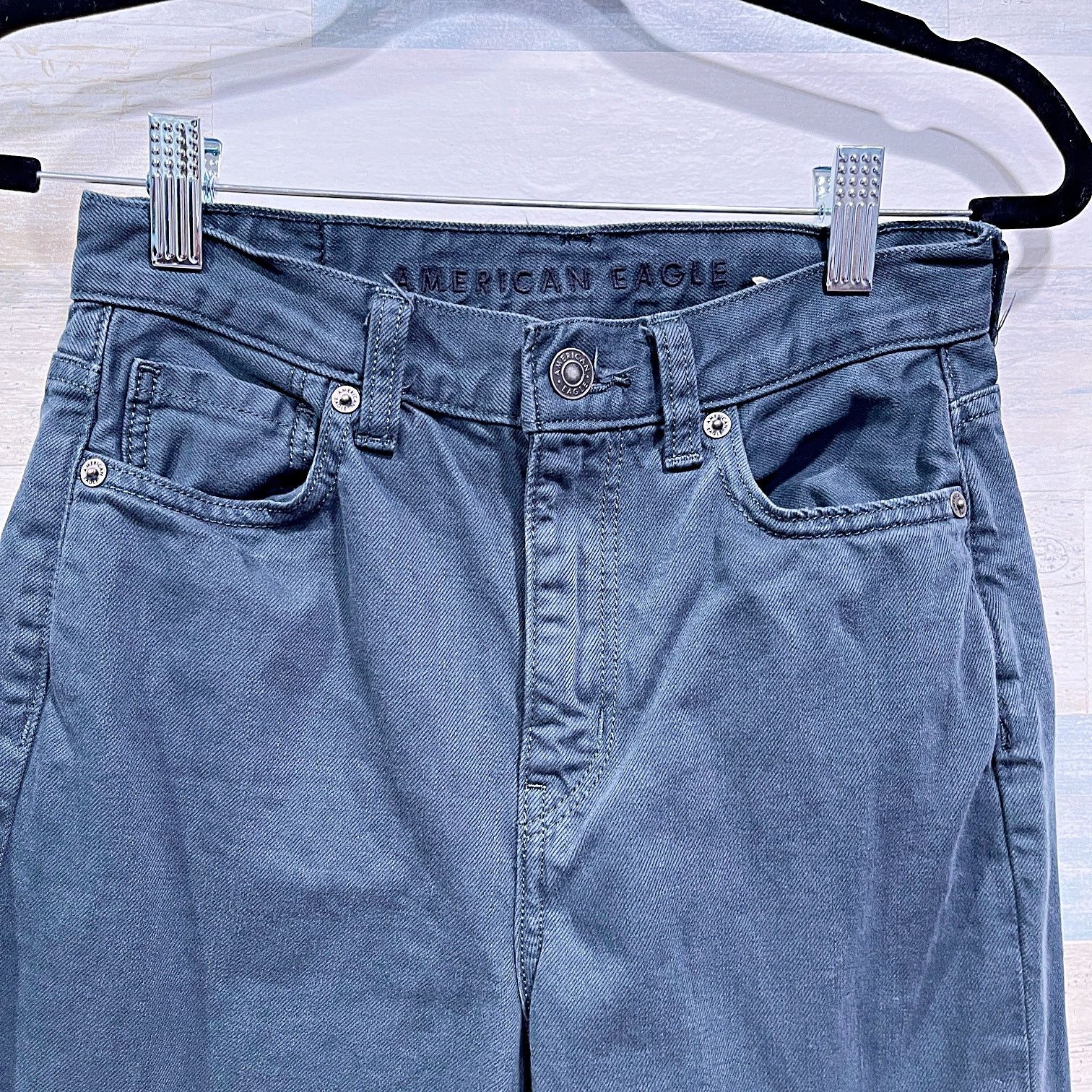 American Eagle Outfitters AMERICAN EAGLE Mom Jeans Slate Blue High Rise Womens 00R Size 24" / US 00 / IT 34 - 2 Thumbnail