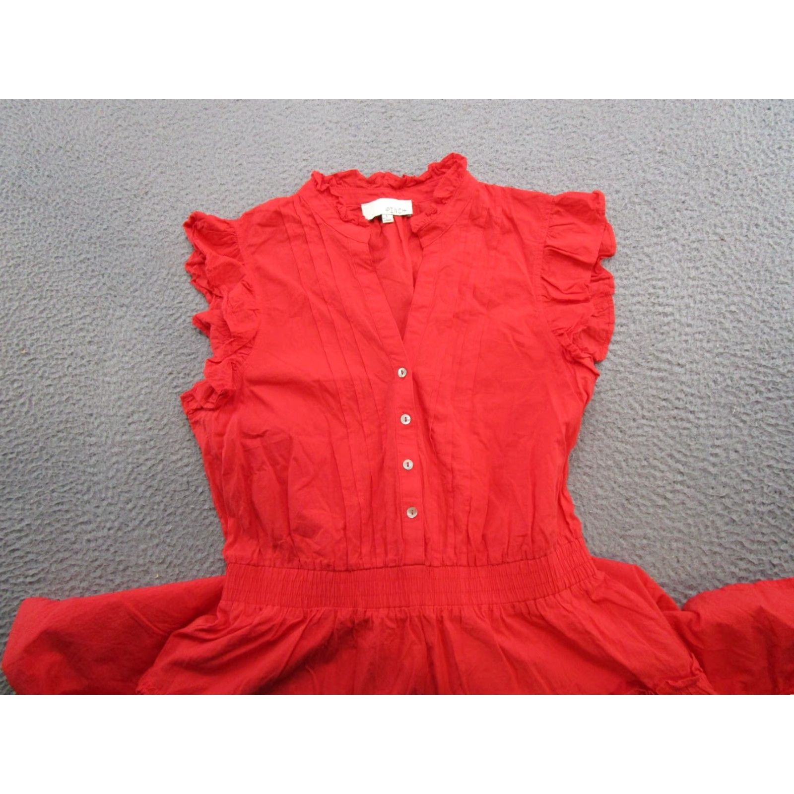 Vintage Pinch Dress Women’s SZ L Red Sleeveless Shift Button Front Tiered Elastic Waist Flutter Sleeve Bohemian Casual Party Wedding Long Dress Size L / US 10 / IT 46 - 3 Thumbnail