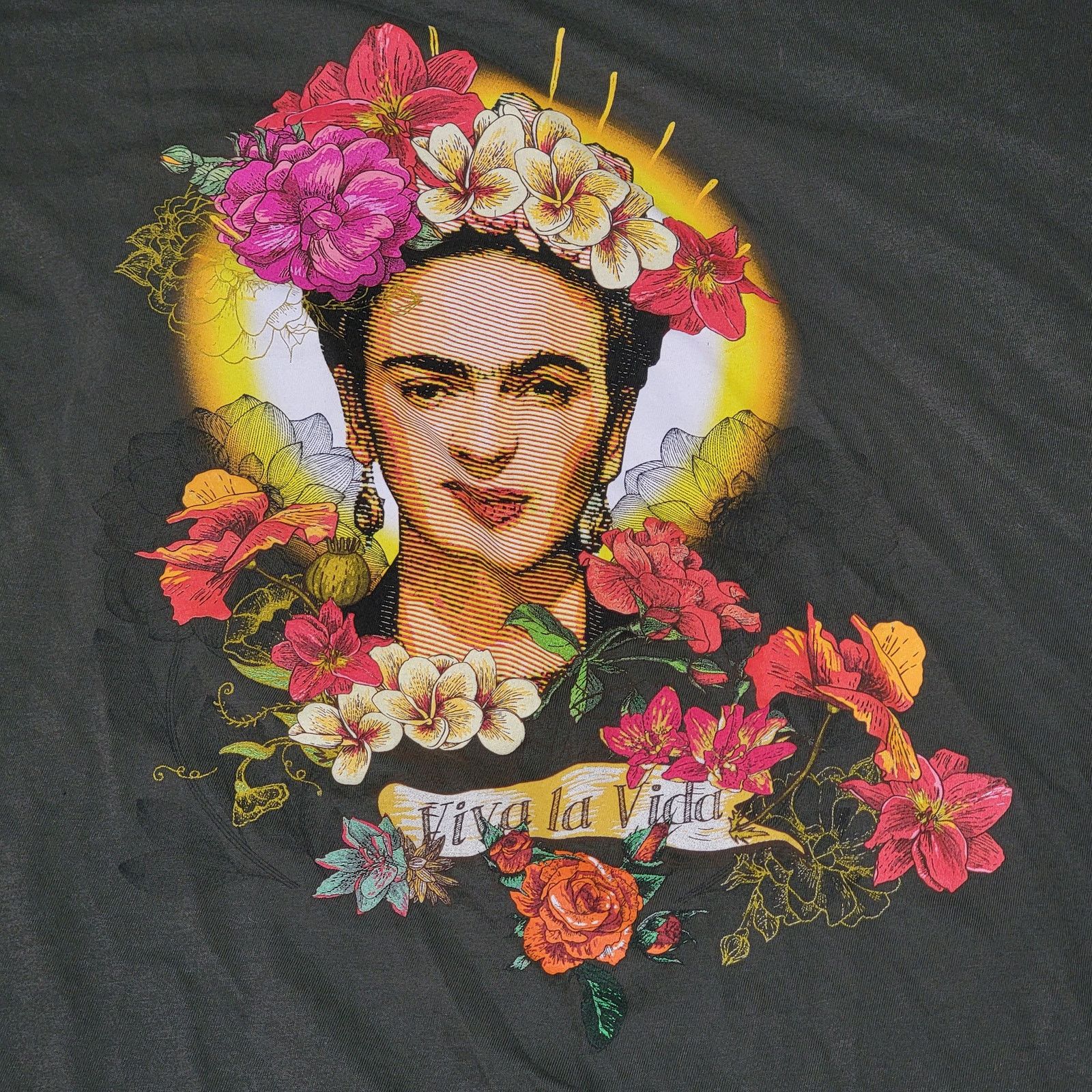 Other Frida Kahlo Dark Green Tee "Viva La Vida" - Size 4 Size S / US 4 / IT 40 - 2 Thumbnail