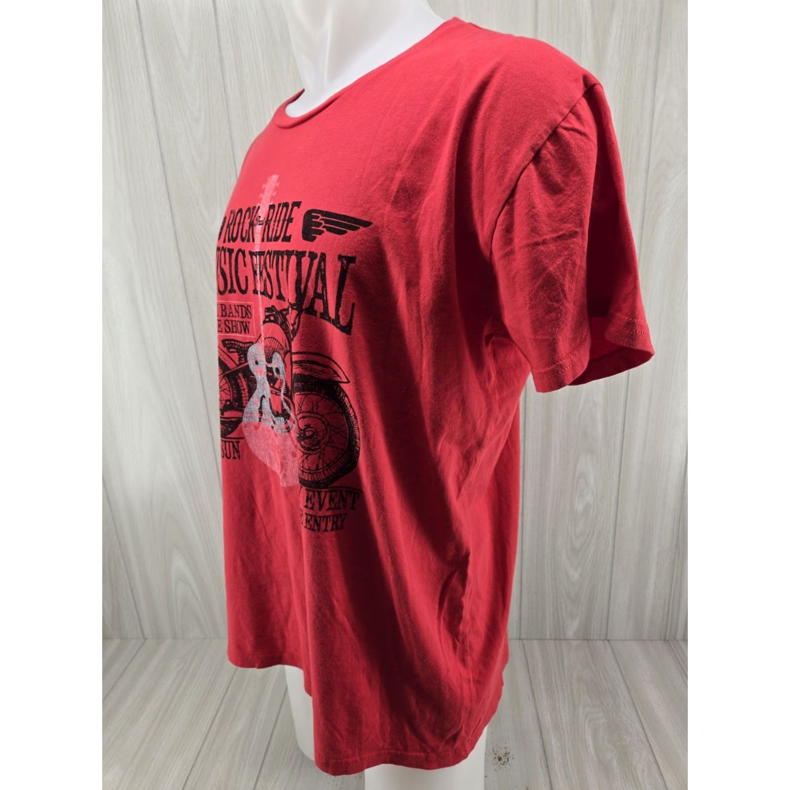 Vintage Outlaw Soul Rock that Ride Music Festival T-Shirt Red Large Mens Short Sleeve Crew Neck Graphic Print 100% Cotton Size US L / EU 52-54 / 3 - 4 Thumbnail