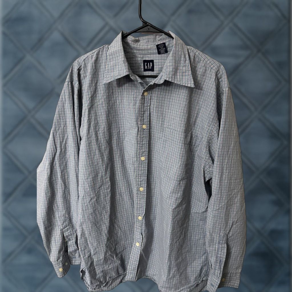 Gap Gap Classic Fit Cotton Button-Up Shirt XL Blue Striped Long Sleeve Mens Size US XL / EU 56 / 4 - 1 Thumbnail