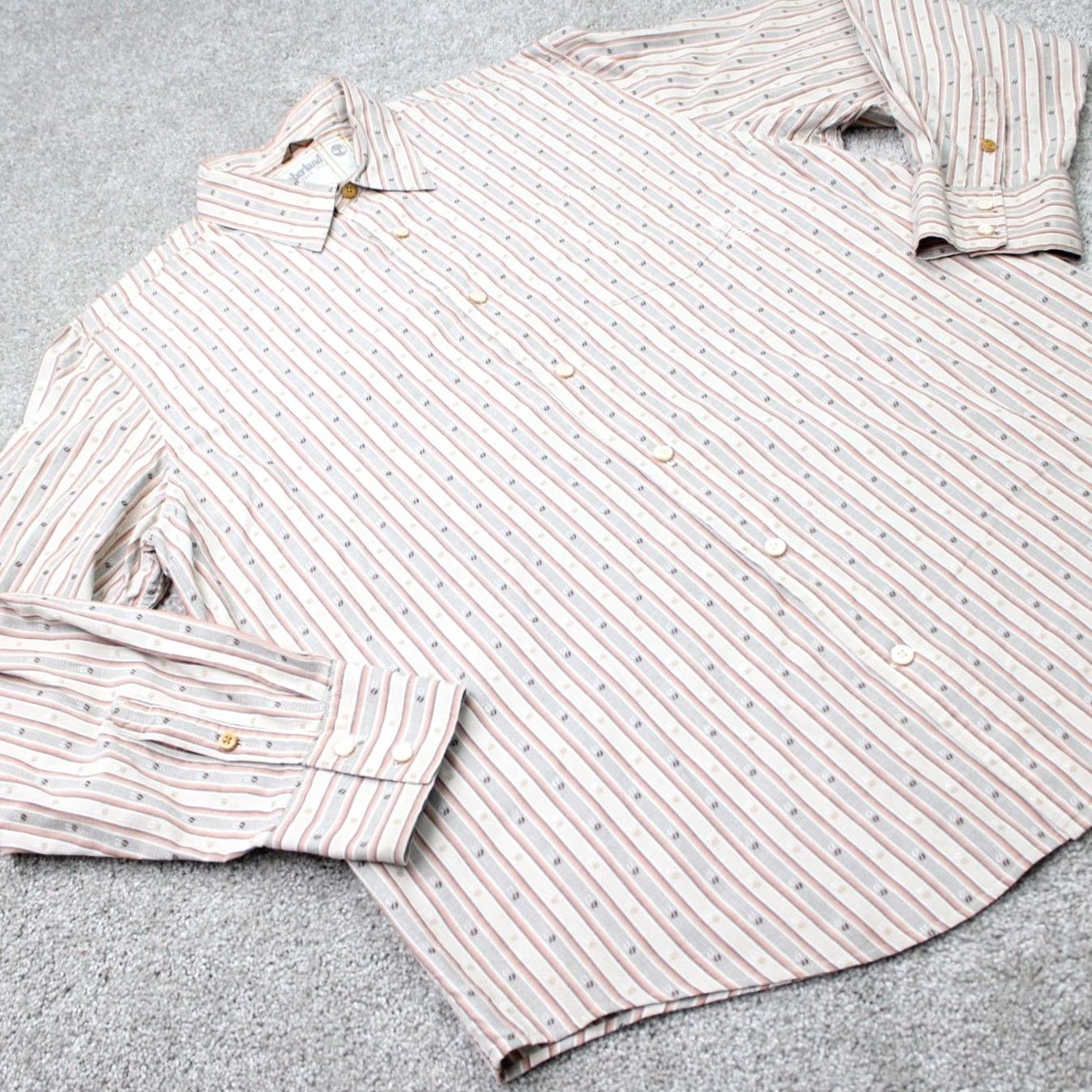 Timberland Timberland Shirt Mens 2XL Brown Striped Geometric Long Sleeve Button-Up Casual Workwear Size US XXL / EU 58 / 5 - 5 Thumbnail