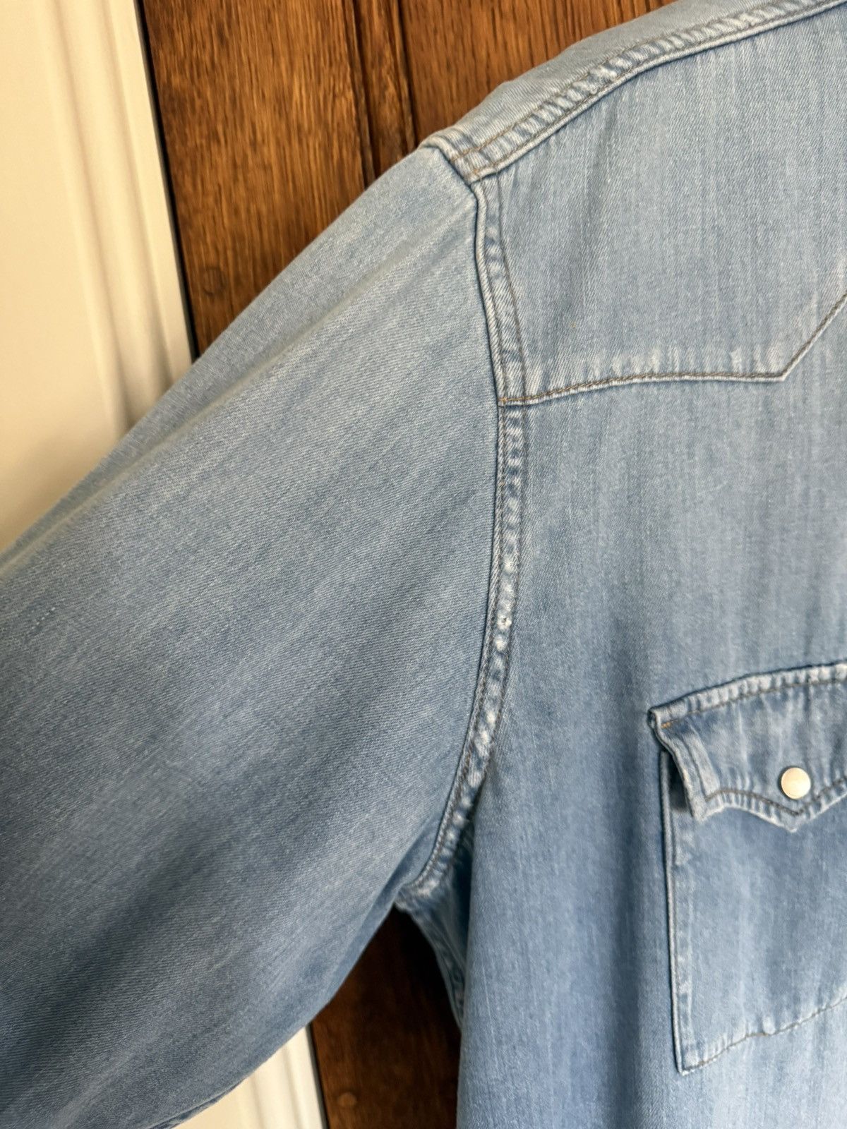 FW16 Saint Laurent distressed crash denim shirt Hedi Slimane