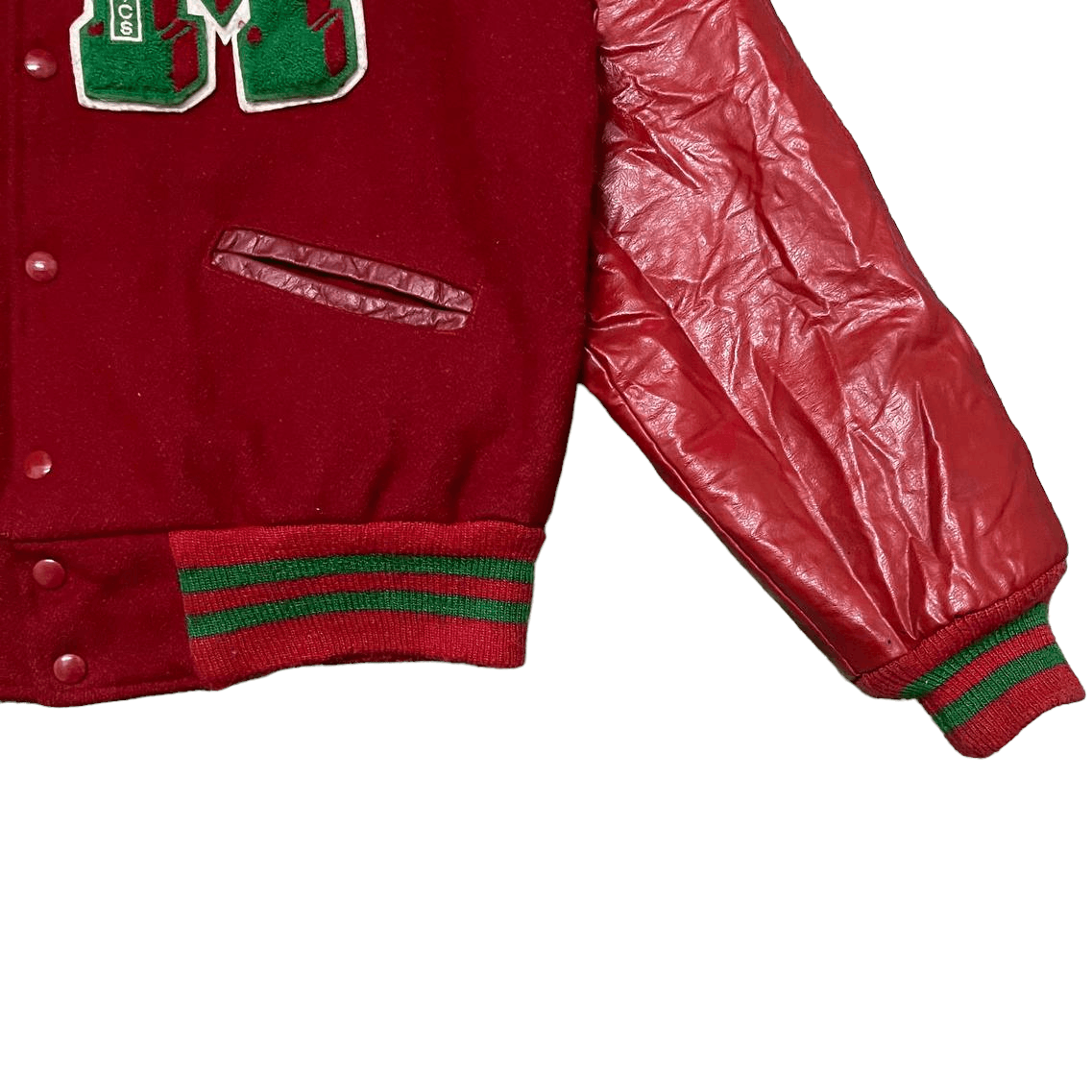 Trophy Clothing Vtg 70s 80s Trophy USA Letterman Red Wool Leather Academics Size US M / EU 48-50 / 2 - 4 Thumbnail