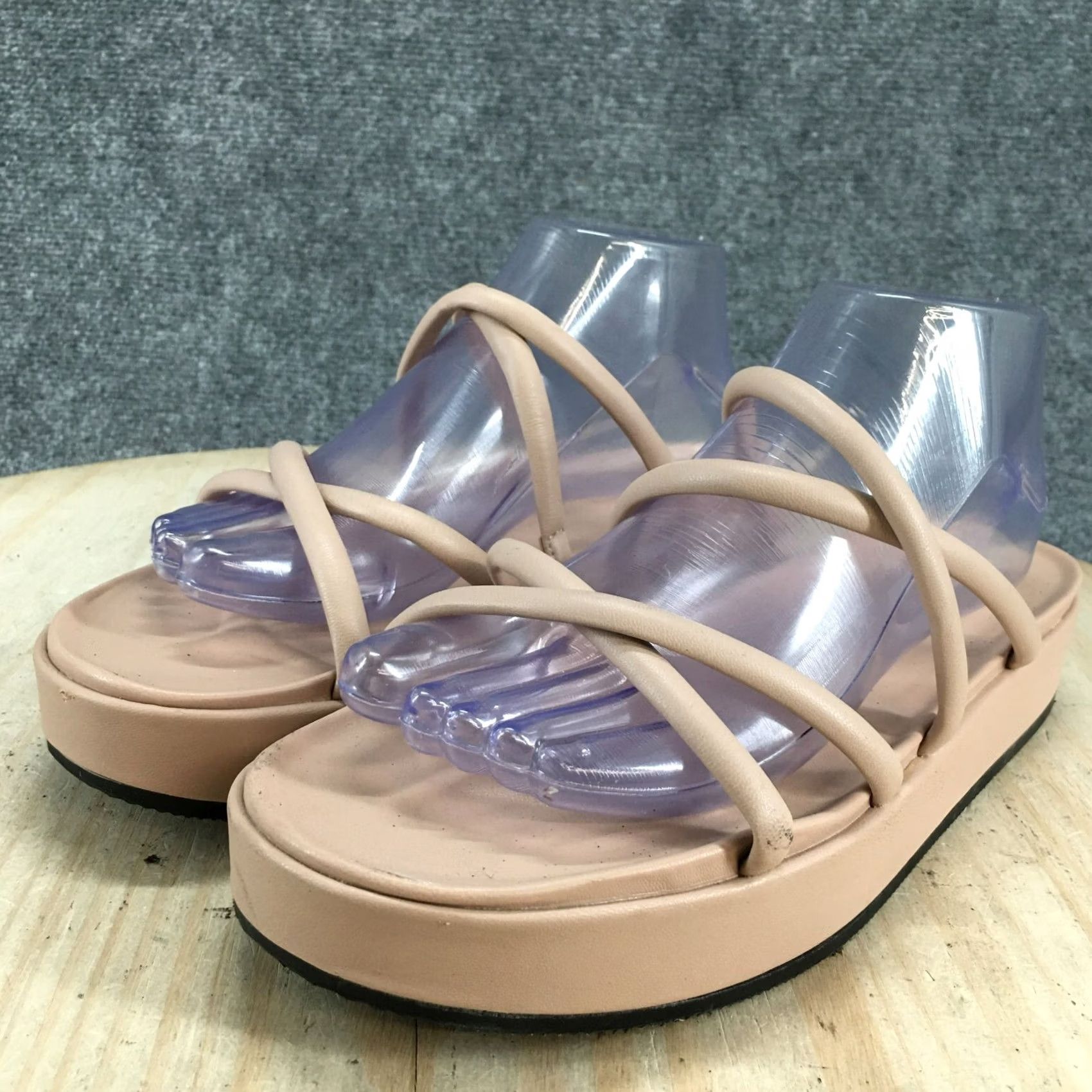 Vintage A New Day Sandals Womens 9 Dory Slides Pink Faux Leather Casual Open Toe Slip On Size US 9 / IT 39 - 3 Thumbnail