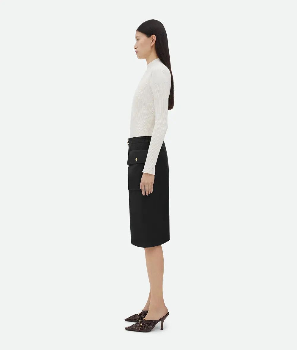 Bottega Veneta o1n1vont0925 Waterproof Cotton Midi Skirt in Black Size 28" / US 6 / IT 42 - 2 Thumbnail