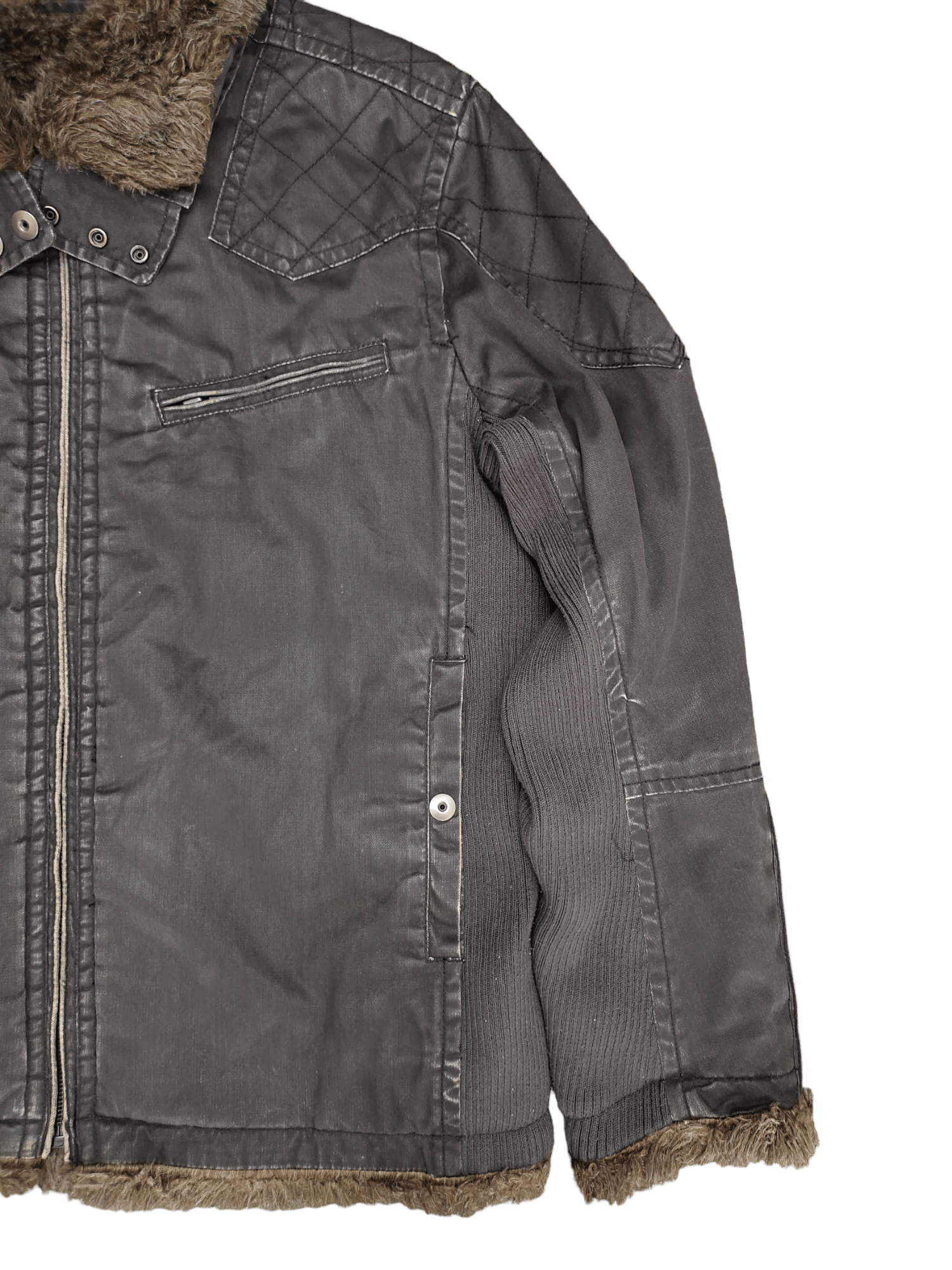 Chevignon Chevignon Waxed Faux Fur Zip Jacket Ifsixwanine lgb Style Size US L / EU 52-54 / 3 - 4 Thumbnail