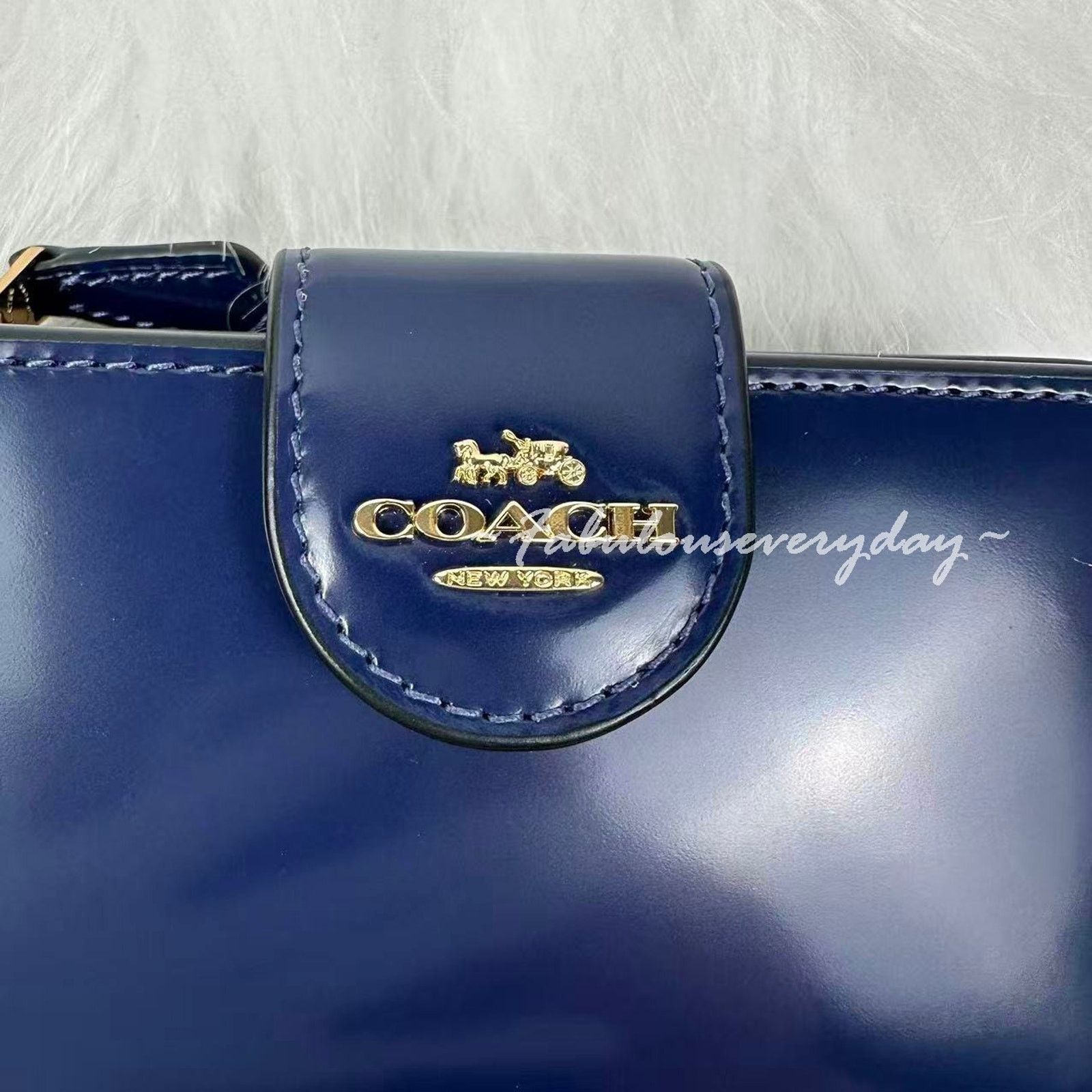 Coach Coach Medium Corner Zip Wallet In Leather/Gold/True Navy Size ONE SIZE - 3 Thumbnail