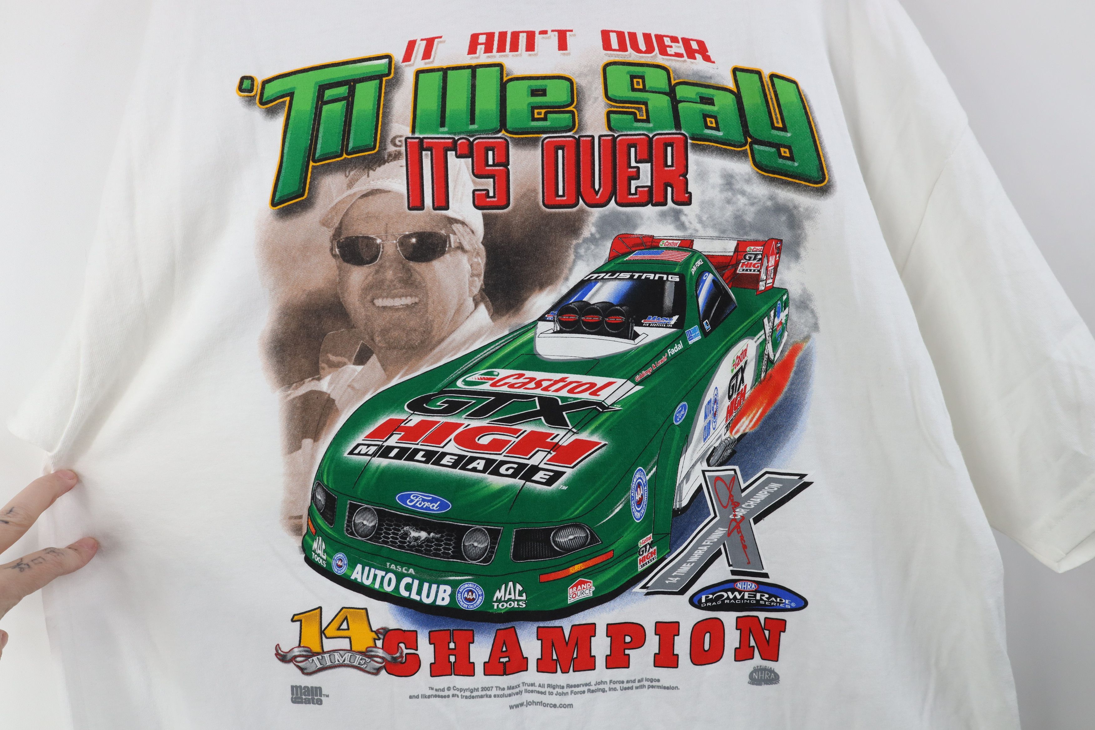 Vintage Deadstock Vintage John Force 14 Time Champion Racing T-Shirt Size US XL / EU 56 / 4 - 10 Thumbnail