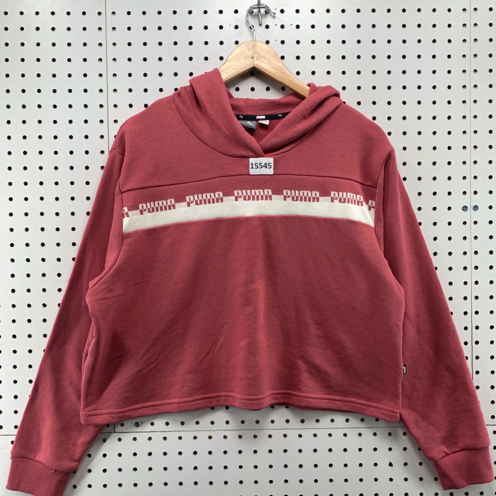 Puma PUMA Women's Cropped Hoodie Pullover Activewear Sweatshirt M Red Relaxed Long Sleeve Mens Size M / US 6-8 / IT 42-44 - 5 Thumbnail