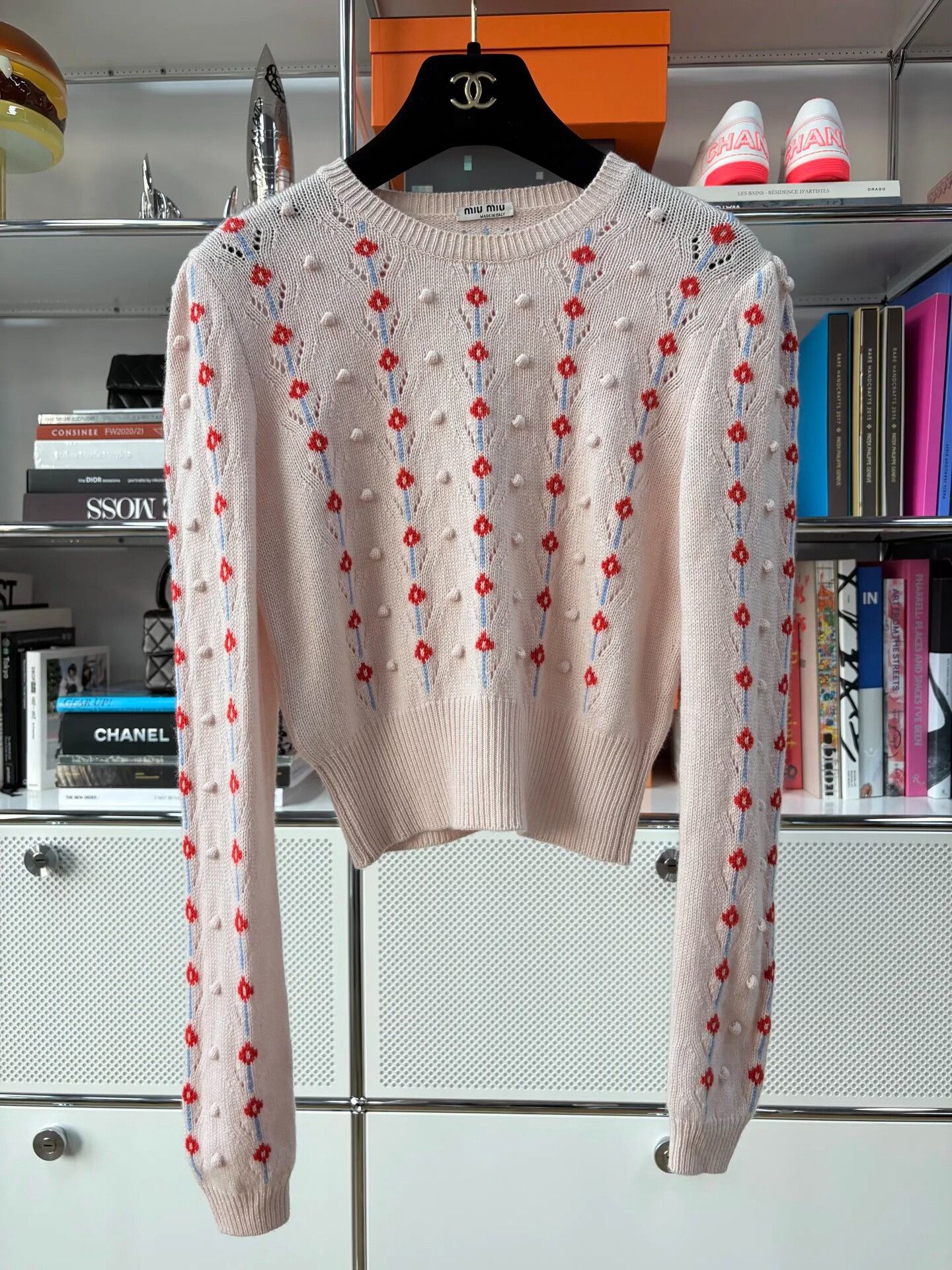 Miu Miu Miu Miu 3D Floral Pink Knit Top Size S / US 4 / IT 40 - 1 Thumbnail