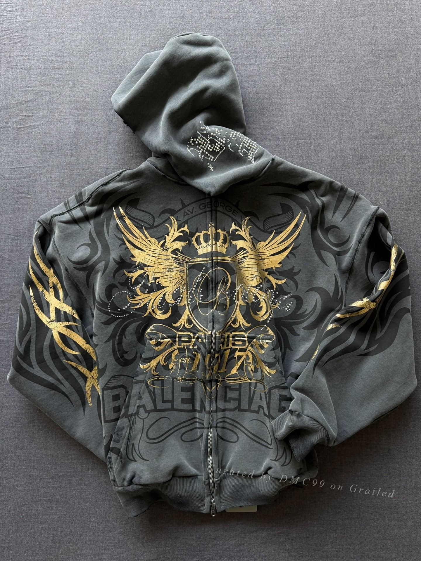 Balenciaga Balenciaga Spring 2025 Graffiti Diamond Zip Sweatshirt Size US S / EU 44-46 / 1 - 1 Thumbnail