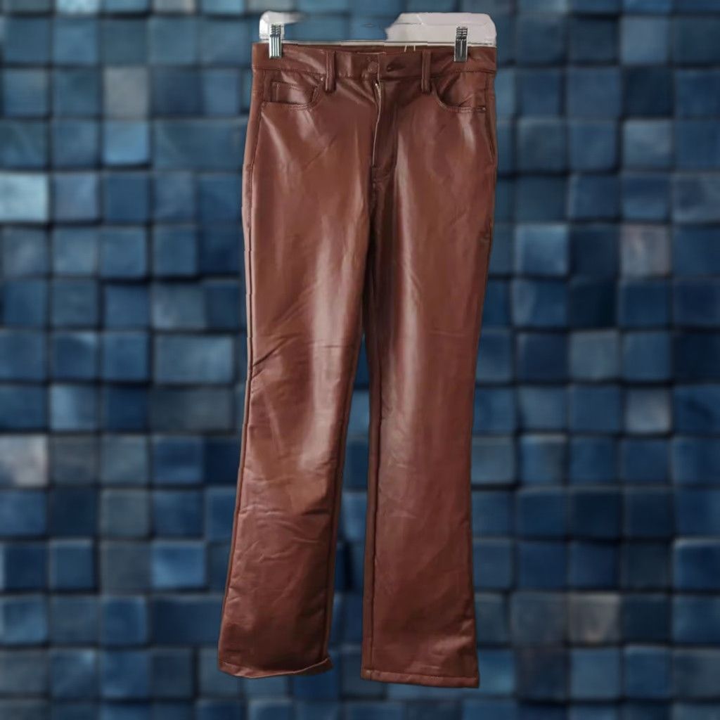 Elie Tahari NEW NWT Elle Tahari Women's Slim Bootcut Faux Leather Pants Brown Size 2 Size 26" / US 2 / IT 38 - 1 Thumbnail