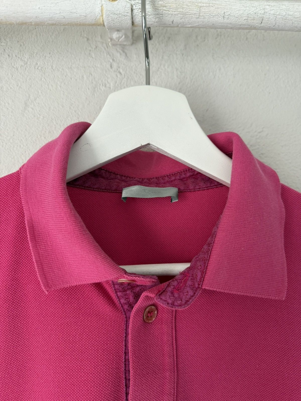 Dior Fuchsia Pink Cotton Polo Shirt with Tonal Bee Embroidery Size US M / EU 48-50 / 2 - 4 Thumbnail