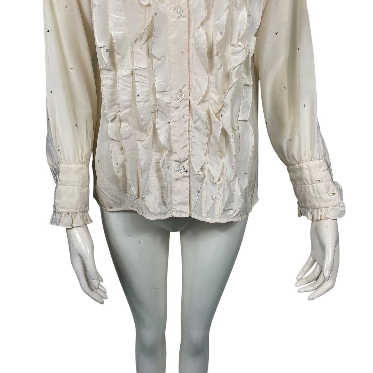 Chanel Vintage 80s Chanel Ruffle Silk Blouse Size XS / US 0-2 / IT 36-38 - 5 Thumbnail