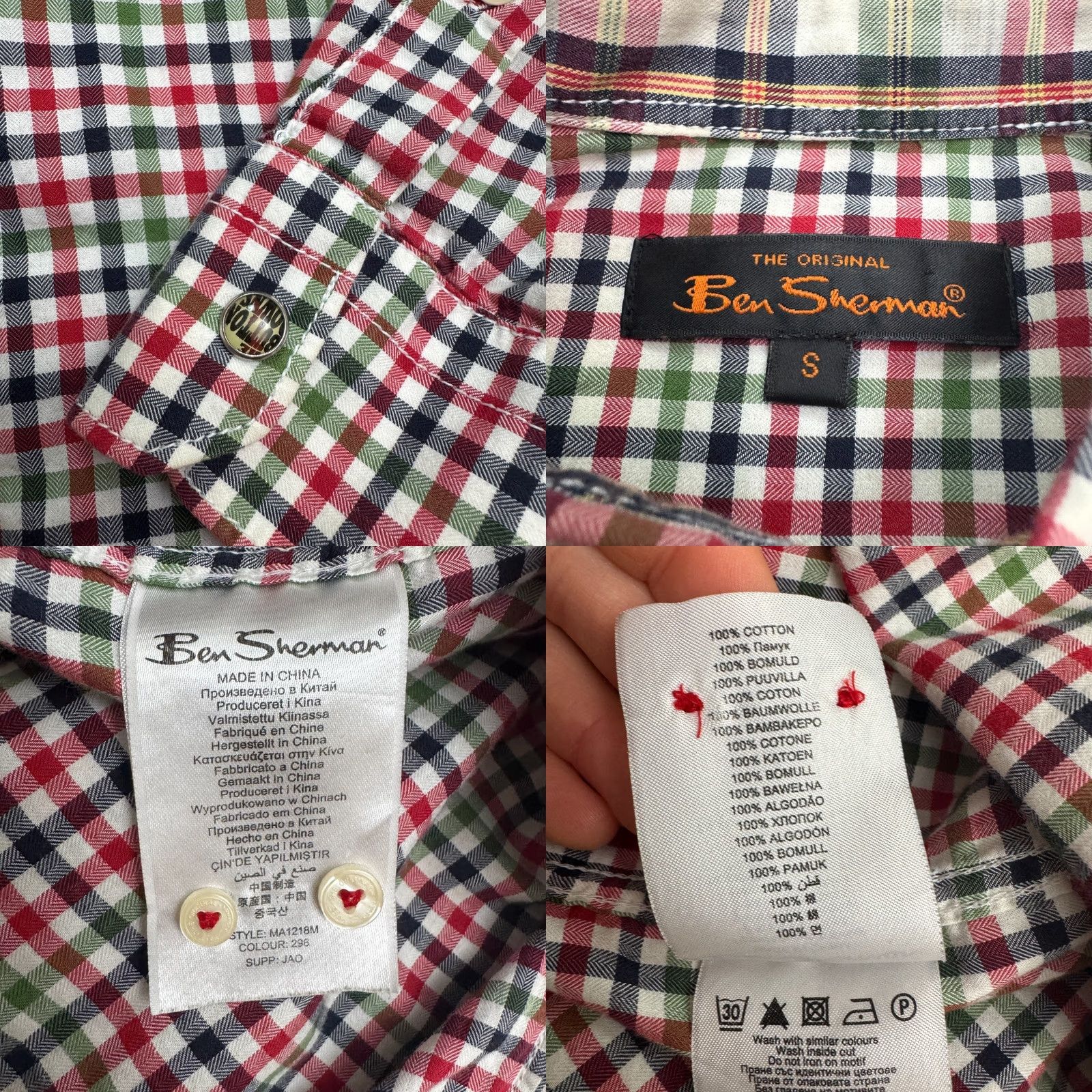 Ben Sherman Ben Sherman Button-Up Shirt Mens Small Multicolor Plaid Cotton Gingham Casual Classic Preppy Size US S / EU 44-46 / 1 - 8 Thumbnail