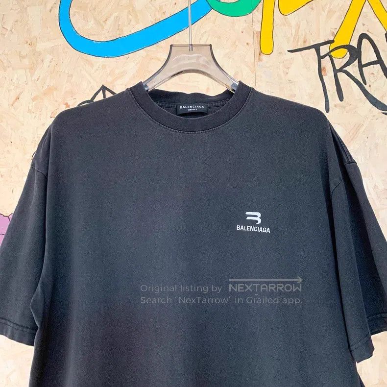 Balenciaga Balenciaga Embroidered Washed Destroyed Black Short Sleeve Size US M / EU 48-50 / 2 - 3 Thumbnail