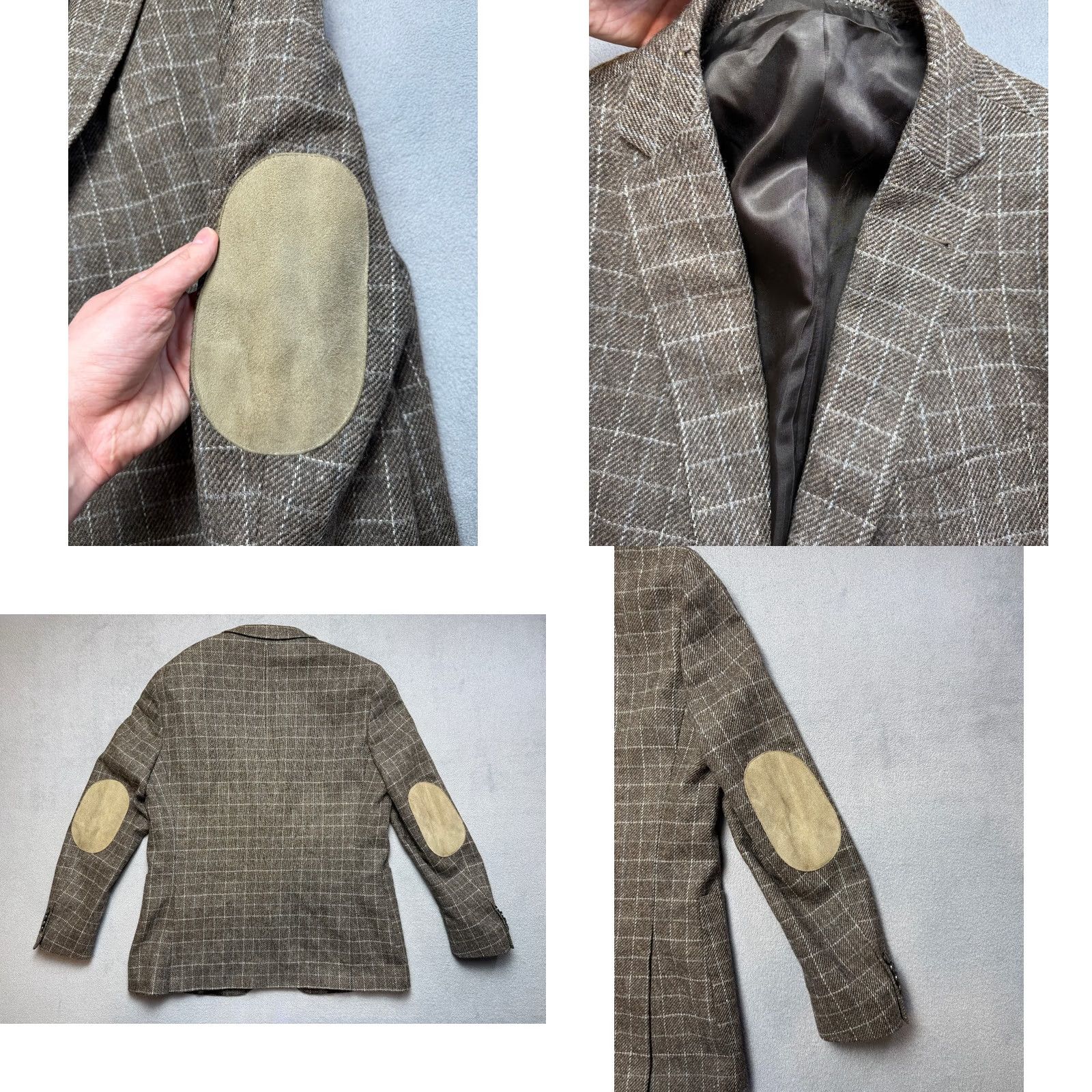 Vintage Navyboot Blazer Shirt Mens EU 54 Brown Plaid Wool 100 Super 100 Wool Jacket Check Tuxedo Adjusted Size 54R - 10 Thumbnail
