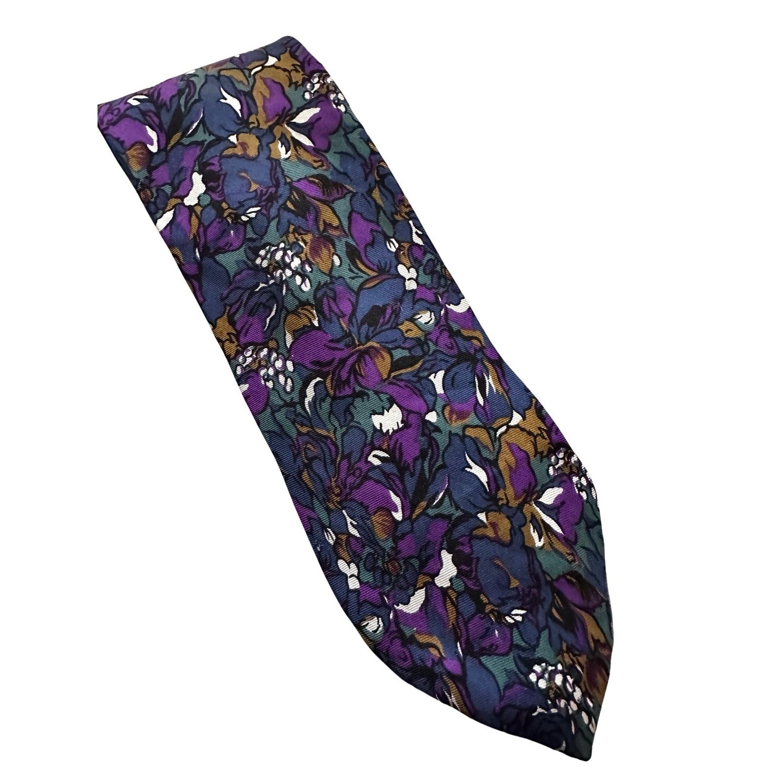 Vintage Vintage Jones New York Purple Floral Silk Necktie Size ONE SIZE - 1 Thumbnail