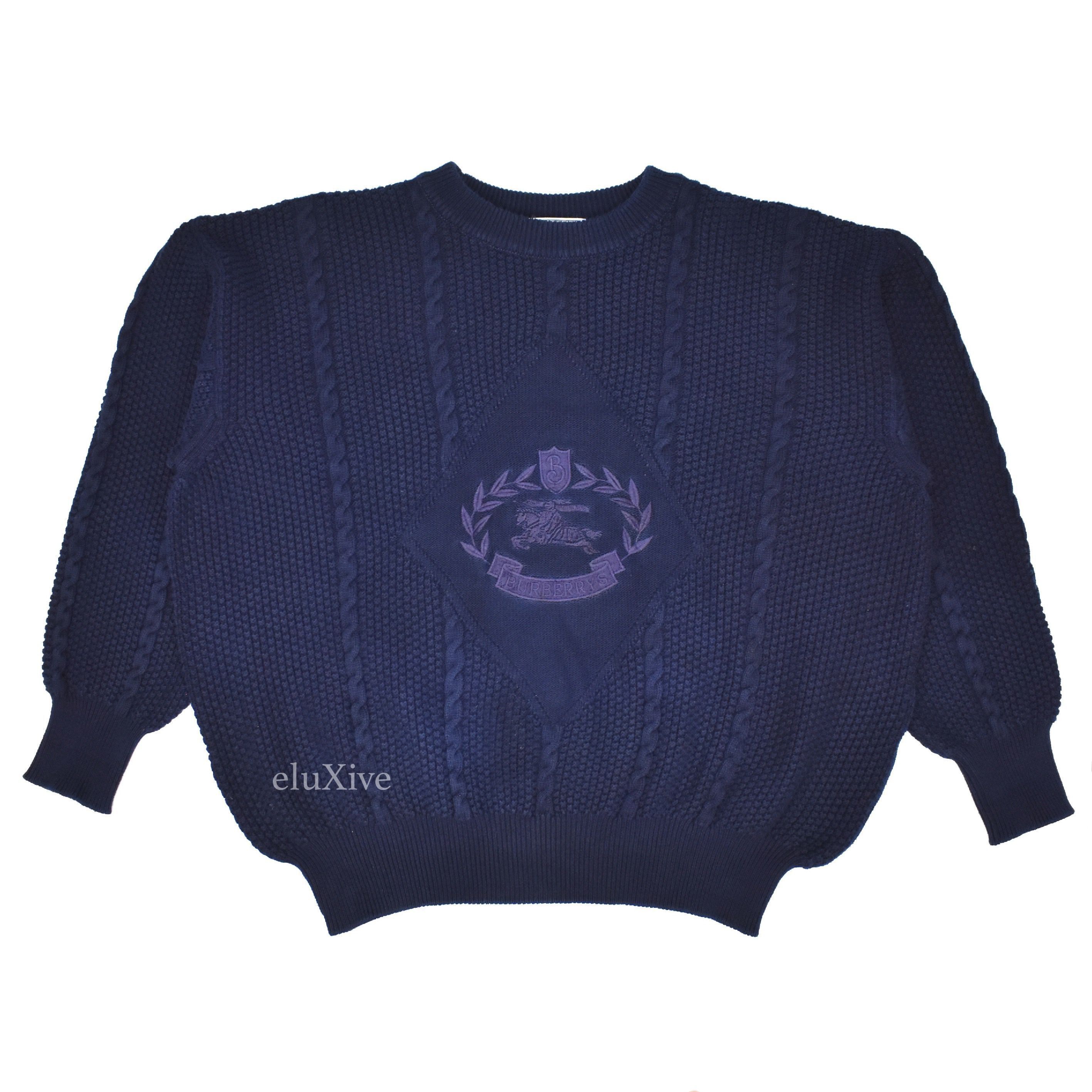 Burberry Navy Vintage Crest Logo Sweater Size US XL / EU 56 / 4 - 1 Preview