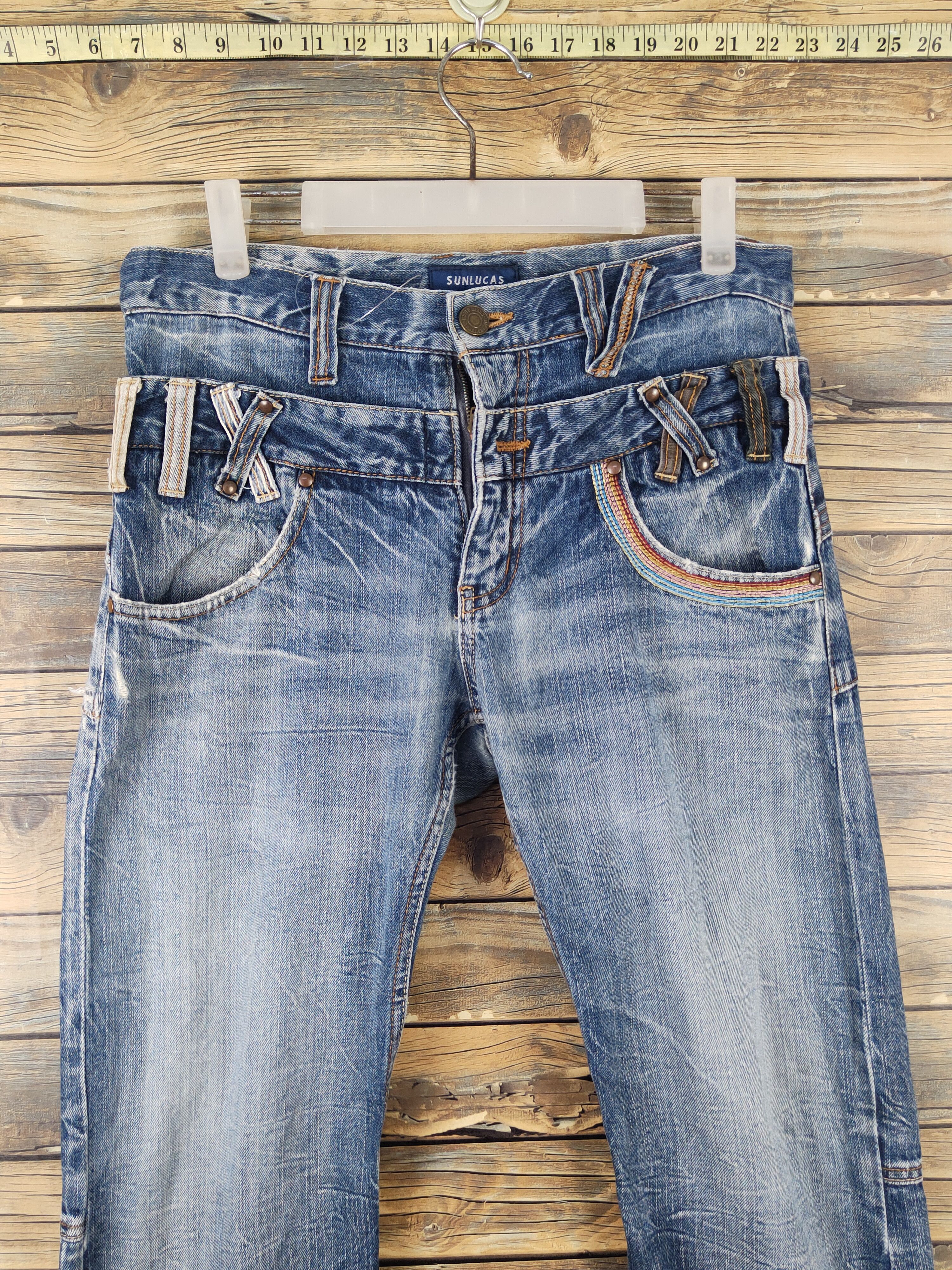 Japanese Brand Sunlucas double waist Distressed denim Ripped Jeans #W1988 Size US 30 / EU 46 - 2 Thumbnail