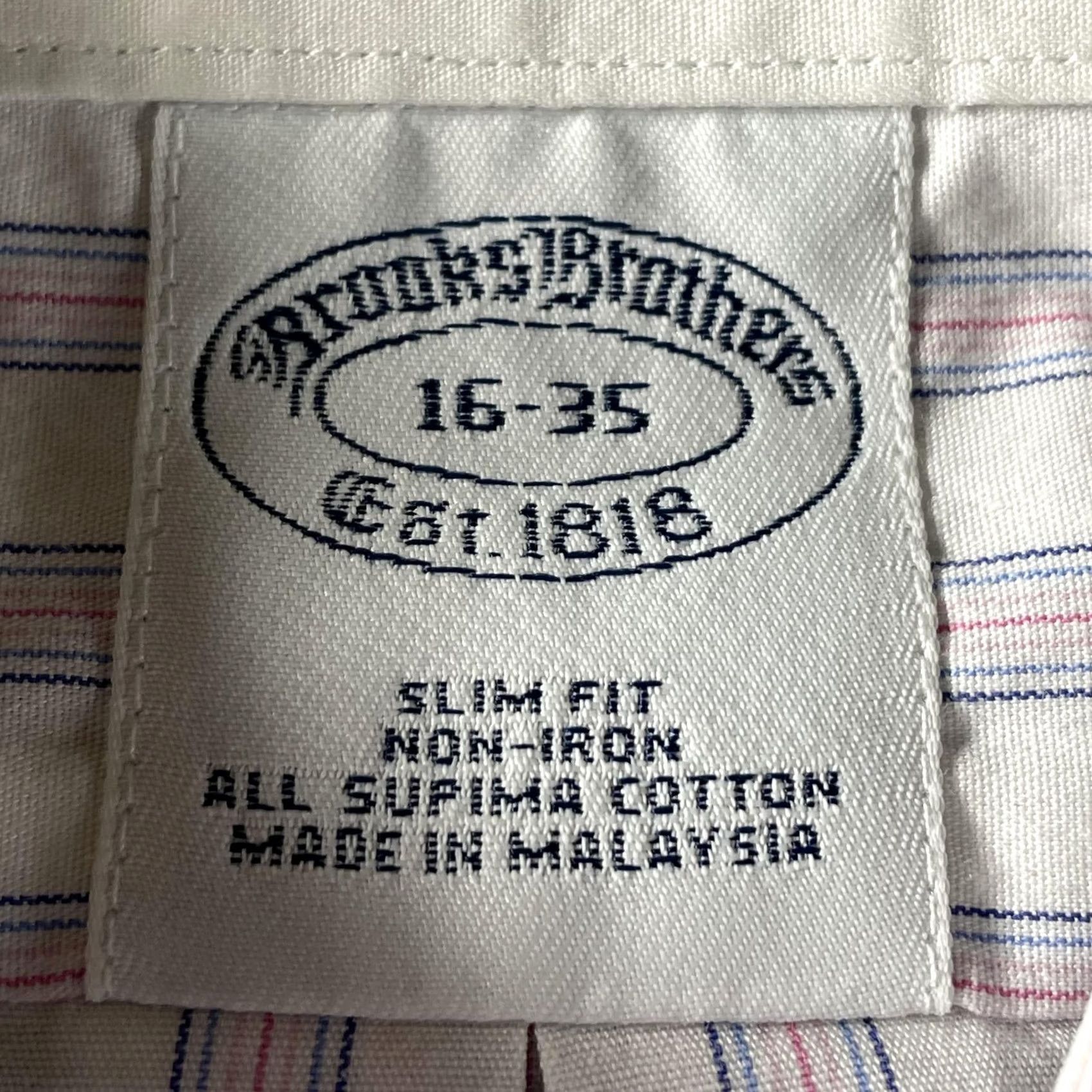 Brooks Brothers Brooks Brothers Shirt Mens 16-35 White Stripe Slim Fit Non-Iron Supima Cotton Dress Shirt Mens 16-35 White Stripe Slim Fit Non-Iron Supima Cotton Size US L / EU 52-54 / 3 - 2 Thumbnail