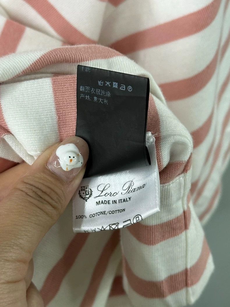 Loro Piana LORO PIANA Pink striped button T-shirt short-sleeved top Size M / US 6-8 / IT 42-44 - 6 Thumbnail