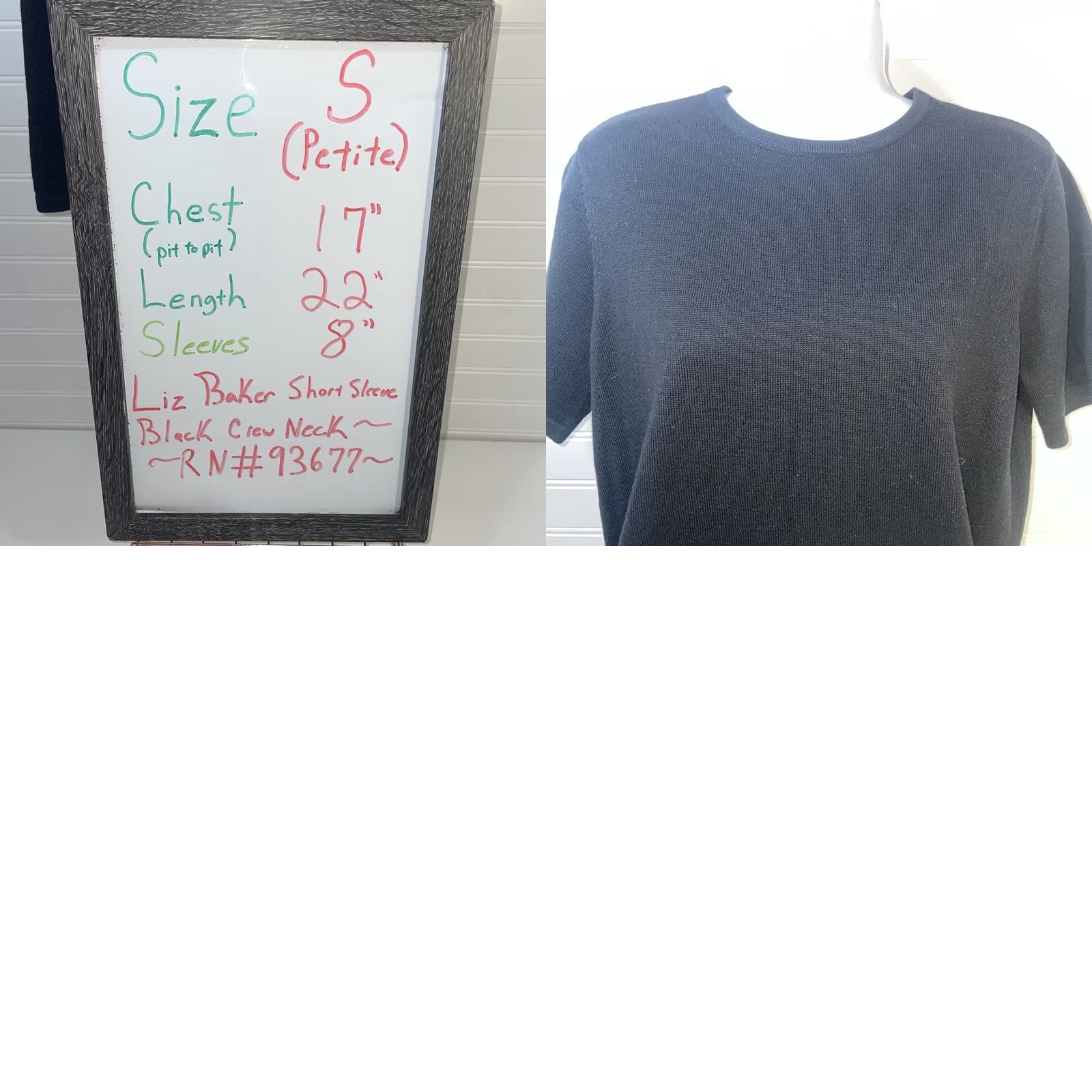 Vintage Liz Baker Short Sleeve Shirt Women Small Black Crew Neck Pullover Knit Blouse Basic Regular Sleeve Short Crew Neck RN#93677 Females Size S / US 4 / IT 40 - 10 Thumbnail