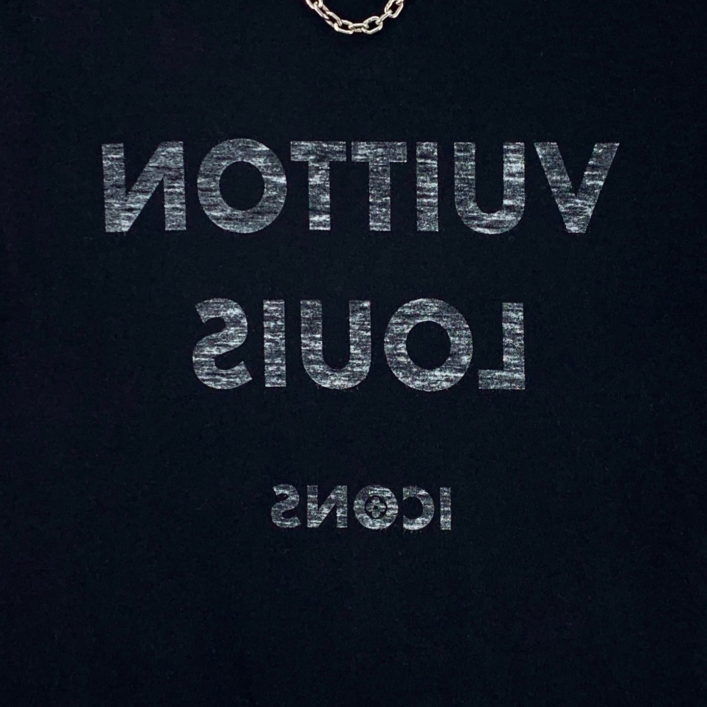 Louis Vuitton LOUIS VUITTON Black Cotton T-Shirt With Chain Detail & Logo Size XS / US 0-2 / IT 36-38 - 6 Thumbnail