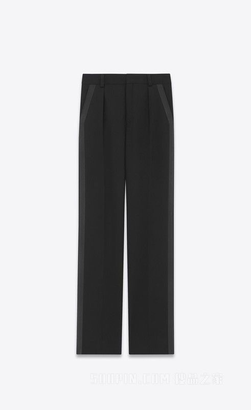 Saint Laurent Paris straight tuxedo pants in grain de poudre Size US 34 / EU 50 - 1 Thumbnail