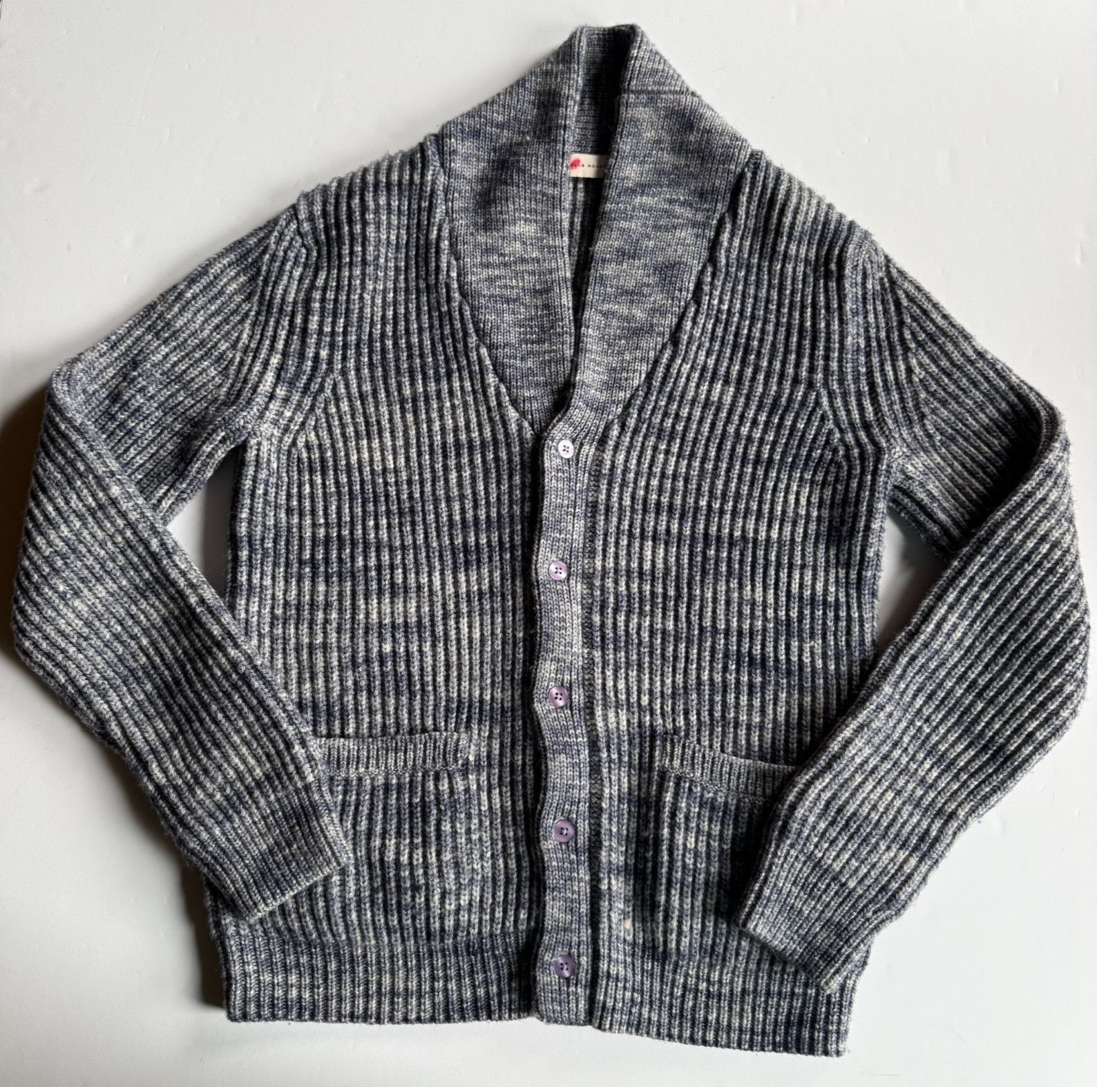 Club Monaco Blue-ish Gray Ribbed Shawl Cardigan Sweater