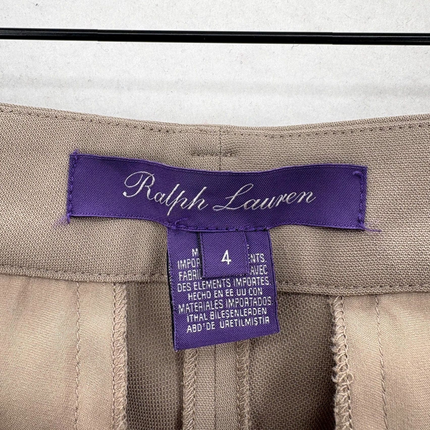 Ralph Lauren Ralph Lauren Purple Label Pants Womens 4 Beige Wool Blend Dress Trousers USA Business Women Slim Tapered Leg Pockets Hook & Eye Size 27" / US 4 / IT 40 - 4 Thumbnail