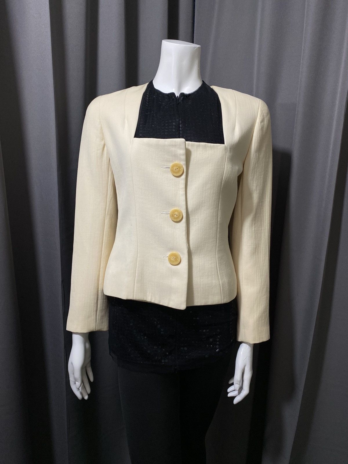 Balenciaga A/W 1992 Archive Balenciaga Ledix Rectangle Neck Jacket Size S / US 4 / IT 40 - 1 Thumbnail