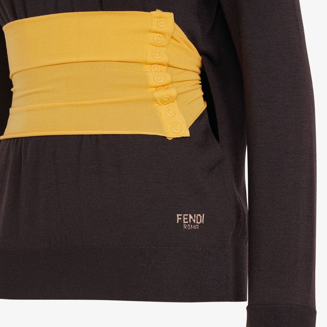 Fendi o1s1wg111225 Jumper in Dark Brown/Yellow Size S / US 4 / IT 40 - 3 Thumbnail