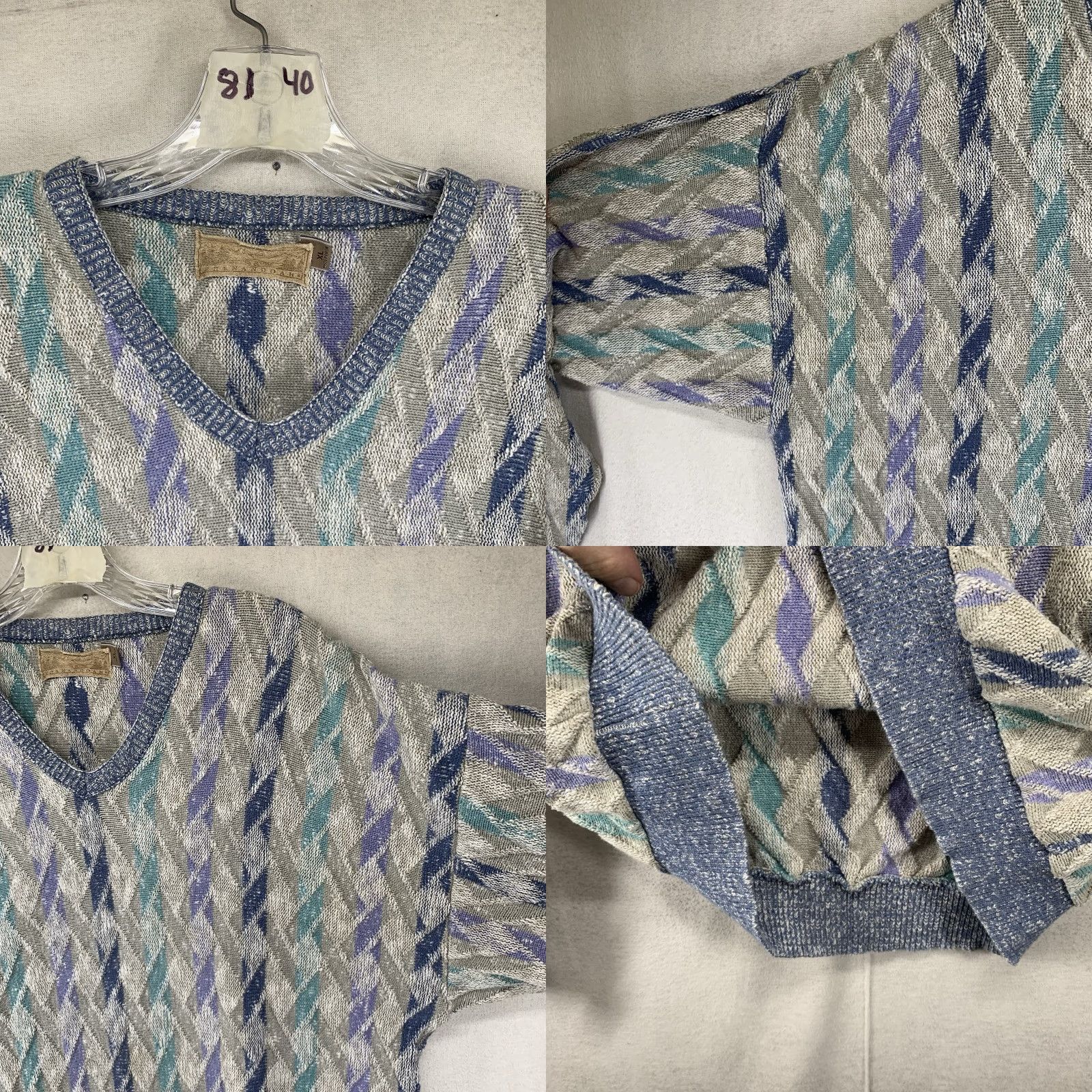 Vintage VINTAGE Shenandoah Mens XL Geometric Sweater Textured 3D Pastels USA Made 90s Size US XL / EU 56 / 4 - 8 Thumbnail