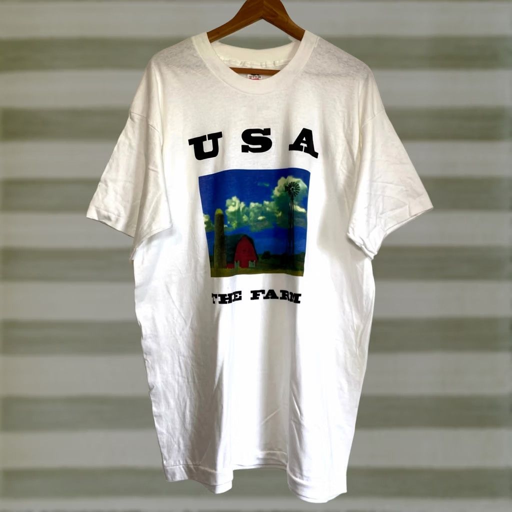 Fruit Of The Loom VINTAGE Fruit of the Loom The Farm USA T-Shirt Unisex Adults XL White Crew Neck Short Sleeve Size US XL / EU 56 / 4 - 1 Thumbnail